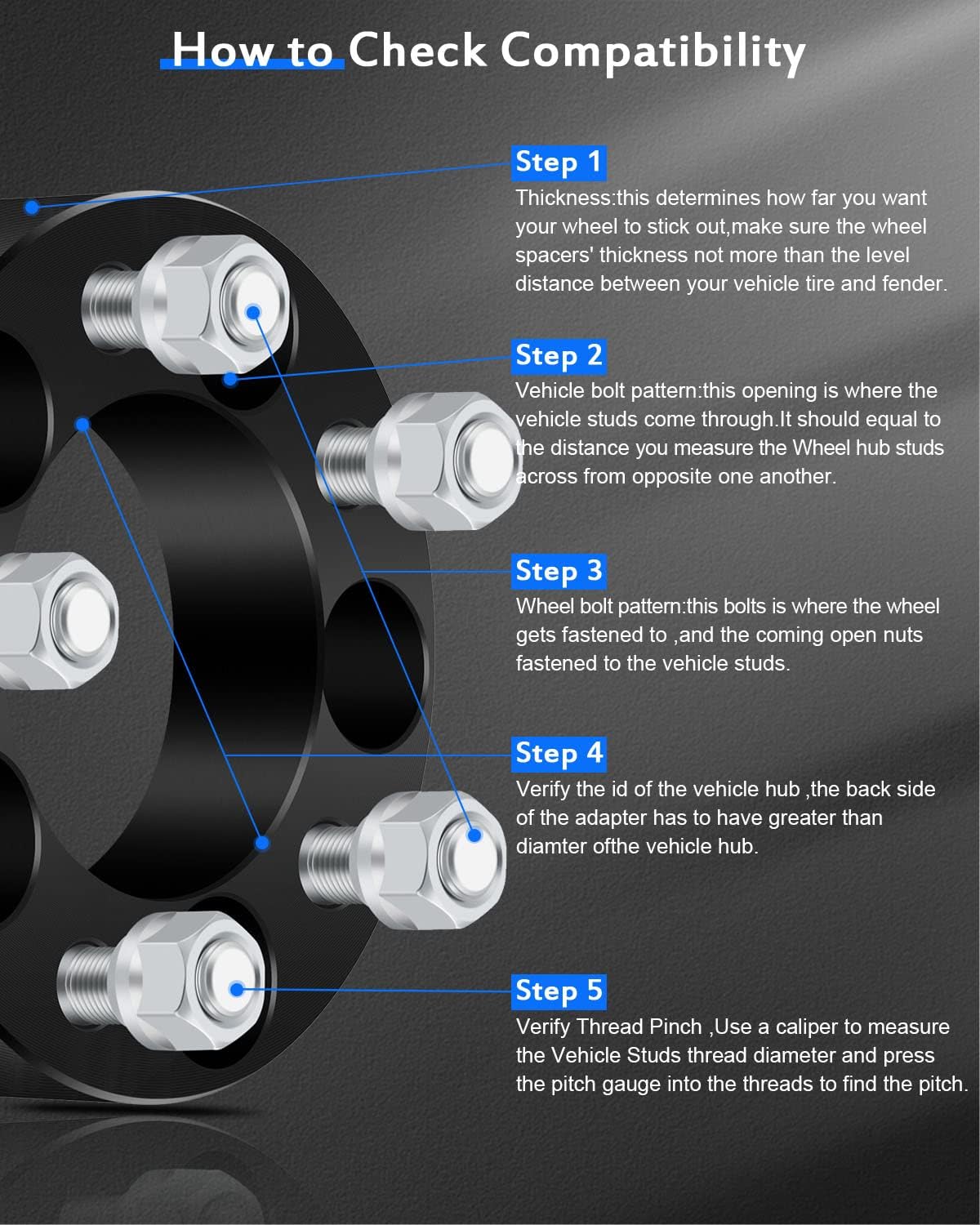 BRAND, CATEGORY, ECCPP, WHEEL ADAPTERS & SPACERS, ECCPP 2X 1.5 inch 5 Lug Wheel Spacers 5x4.5 to 5x4.5 5x114.3mm to 5x114.3mm 5 Lug fits for Cherokee for Comanche for Ranger with 1/2" x20 Studs