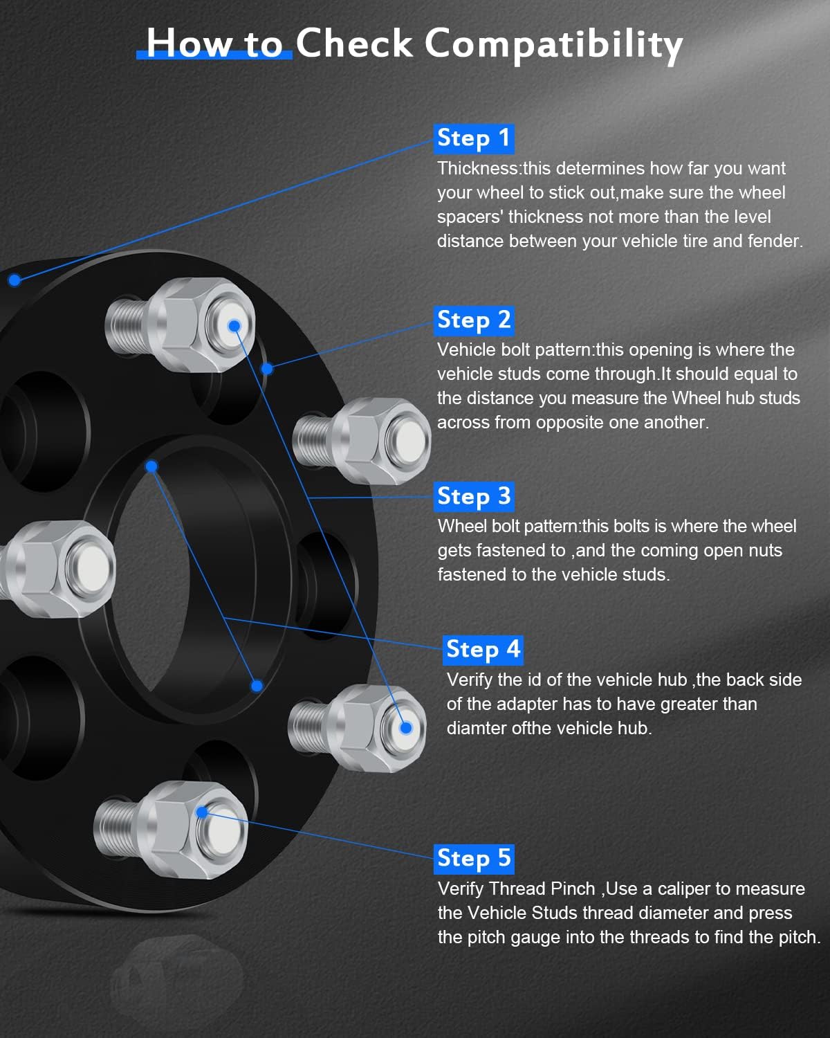 BRAND, CATEGORY, ECCPP, WHEEL ADAPTERS & SPACERS, ECCPP 2X 2 inch 5 Lug Hub Centric Wheel Spacer Adapters 5x4.5 to 5x5 71.5mm CB Fits for Grand for Cherokee for Cherokee for Wrangler JK TJ YJ with 1/2" x20 Studs (Black-2")