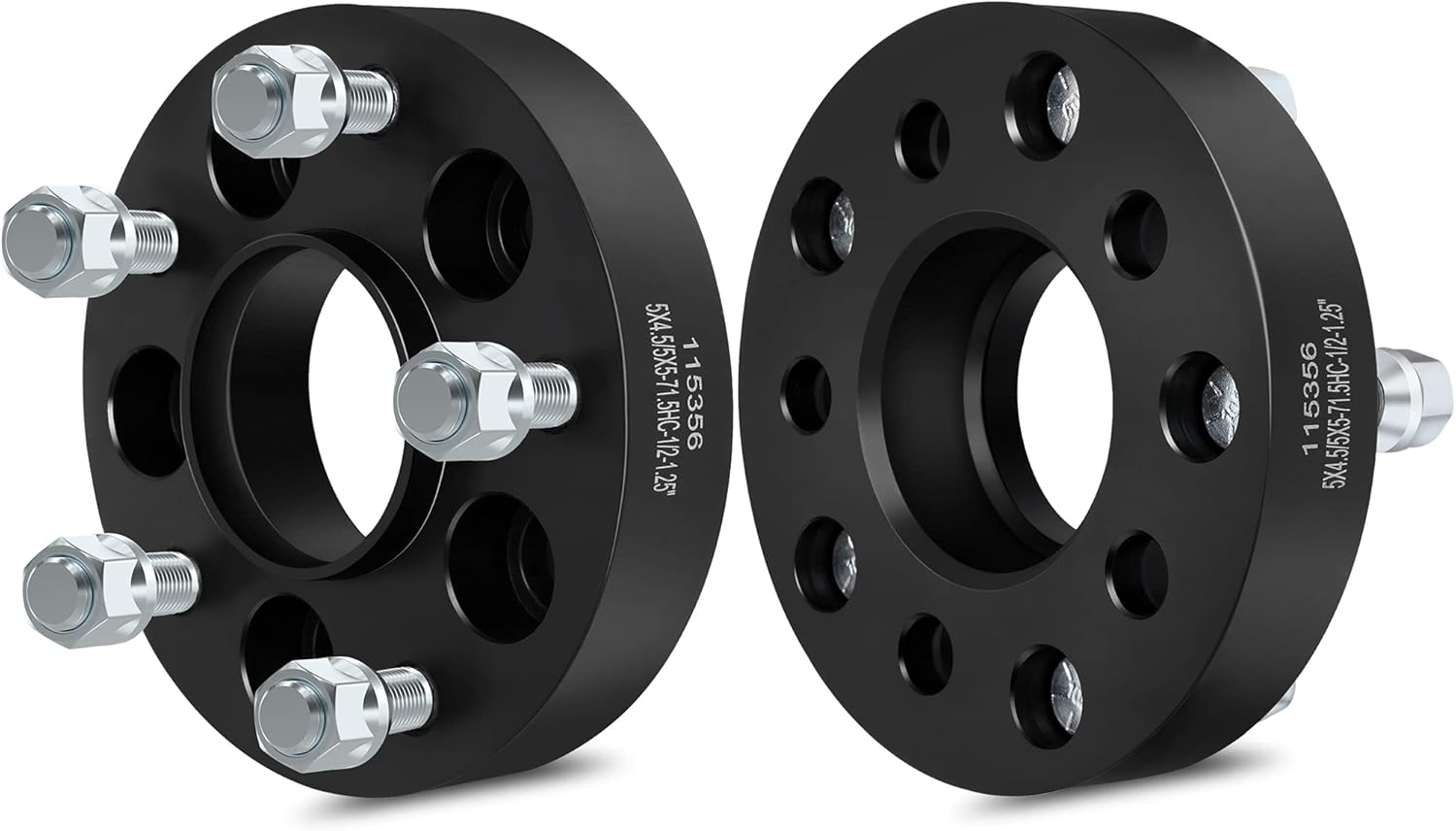 BRAND, CATEGORY, ECCPP, WHEEL ADAPTERS & SPACERS, ECCPP 2X 2 inch 5 Lug Hub Centric Wheel Spacer Adapters 5x4.5 to 5x5 71.5mm CB Fits for Grand for Cherokee for Cherokee for Wrangler JK TJ YJ with 1/2" x20 Studs (Black-2")