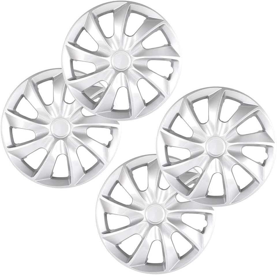 BRAND, CATEGORY, ECCPP, HUBCAPS, ECCPP 4PC Set 15 inch Silver Hubcap Wheel Cover OEM Replacement Full Lug Skin Durable - Modern & Stylish Auto Tire Replacement Exterior Cap - Snap On Hubcap