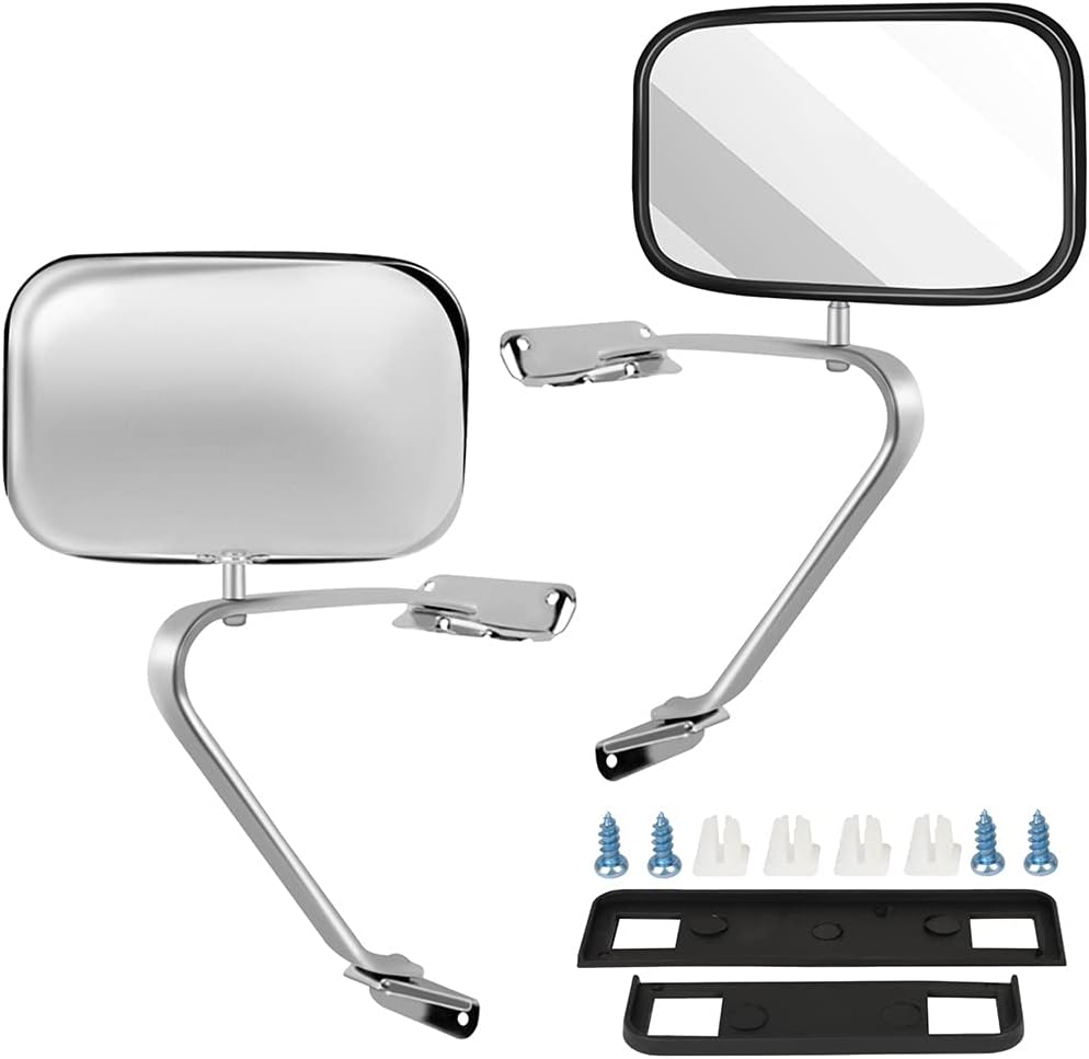 BRAND, CATEGORY, ECCPP, TOWING MIRRORS, ECCPP Towing Mirrors Replacement fit 1980-1992 For Ford for F150 for F250 for F350, 1993 1995 for F150 for F350,1994 for F350 Chrome Manual Pair Truck SUV Pickup Mirrors Plastic