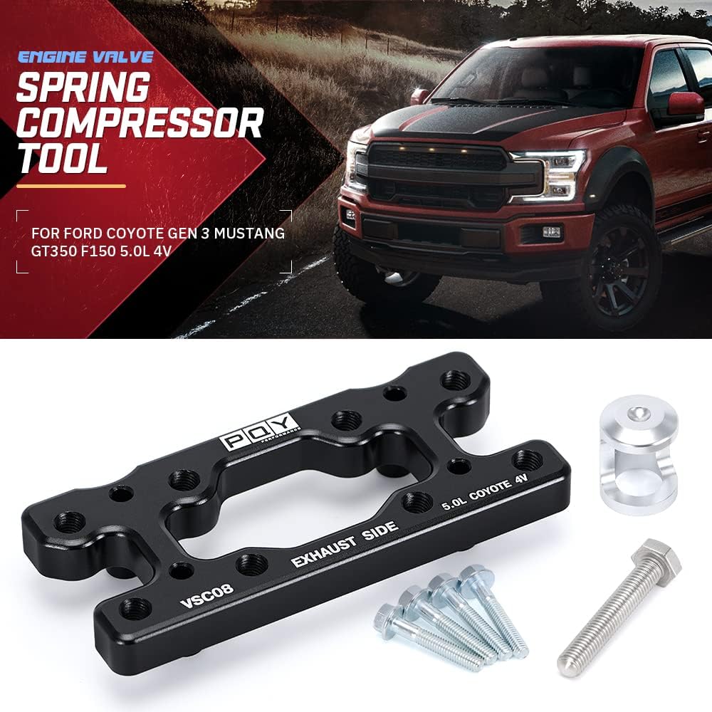 BRAND, CATEGORY, PQY, VALVE TRAIN TOOLS, Engine Valve Spring Compressor Tool Compatible with Modular Ford F-150 5.0L Mustang Coyote 4 Valve Engine Trac Magnetic Screw Retainer Black