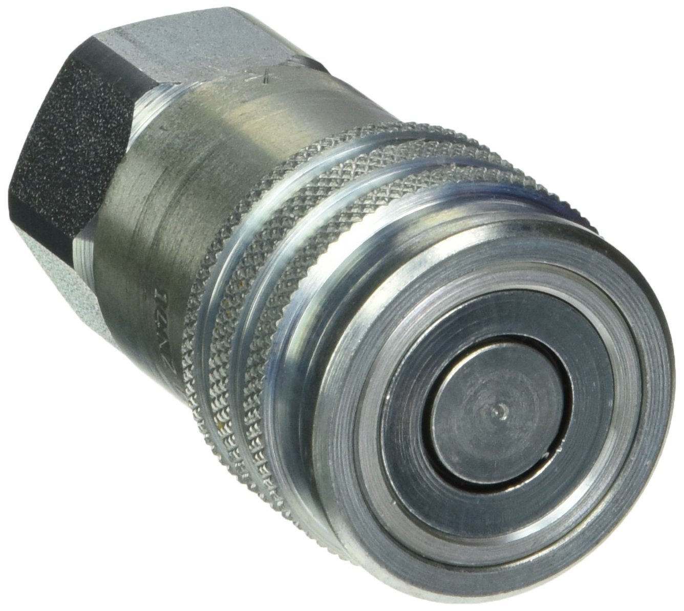 BRAND, CATEGORY, FITTINGS, PARKER HANNIFIN, FEM-501-10FO-NL Series FEM Steel Non-Spill Flush Face Hydraulic Quick Coupler, Push-to-Connect, 1/2" Body Size, 7/8"-14 UNF Port End, 2.96" Length