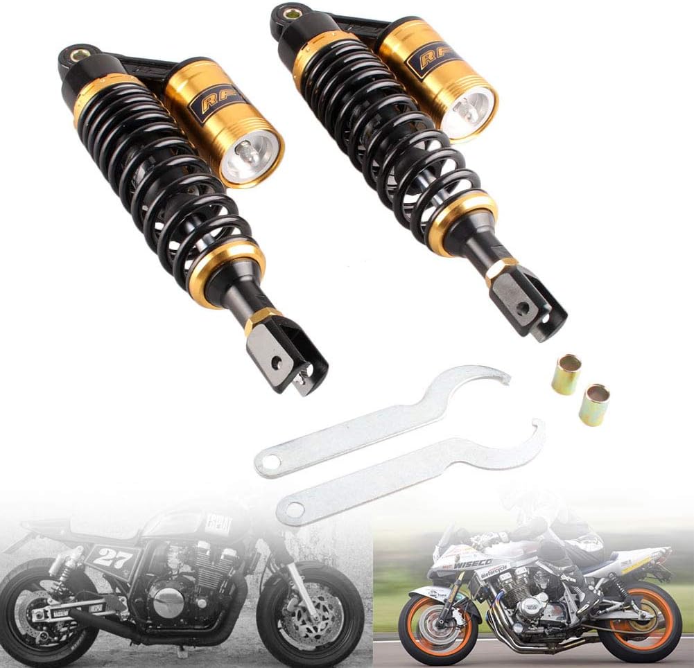 BRAND, CATEGORY, GZYF, SHOCKS, GZYF Pair 320mm Motorcycle Air Shock Absorbers Universal Fit For Honda for Suzuki for Yamaha for Kawasaki ATV Go Kart Quad Dirt Sport Bikes Black & Gold Eye To Clevis