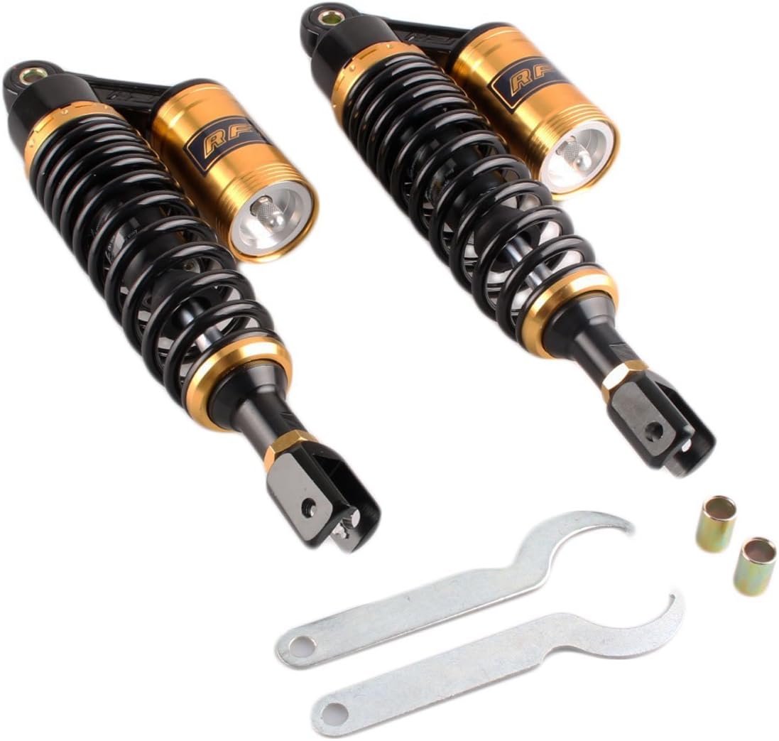 BRAND, CATEGORY, GZYF, SHOCKS, GZYF Pair 320mm Motorcycle Air Shock Absorbers Universal Fit For Honda for Suzuki for Yamaha for Kawasaki ATV Go Kart Quad Dirt Sport Bikes Black & Gold Eye To Clevis