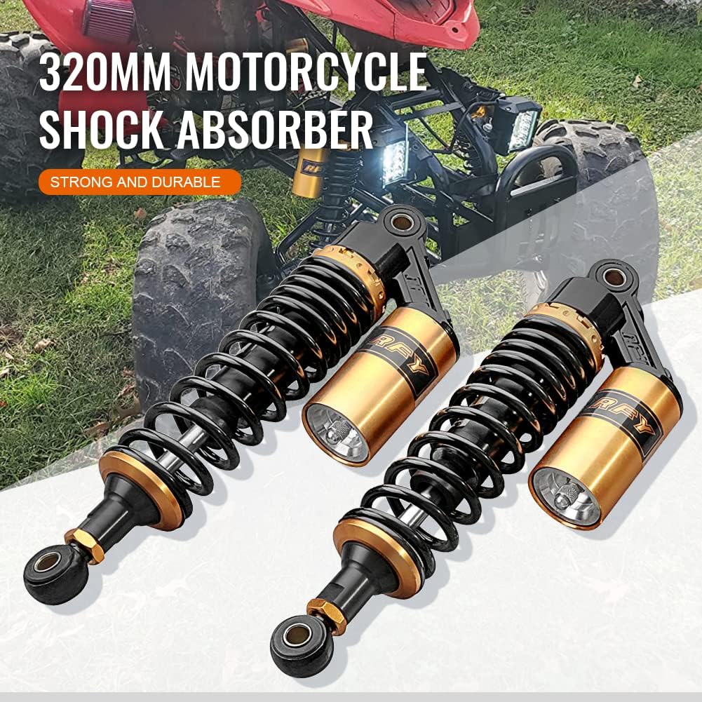 BRAND, CATEGORY, GZYF, SHOCKS, GZYF Pair 375mm Motorcycle ATV Shock Absorbers Universal for Honda for Suzuki for Yamaha for Kawasaki ATV Go Kart Quad Dirt Sport Bikes Black & Gold