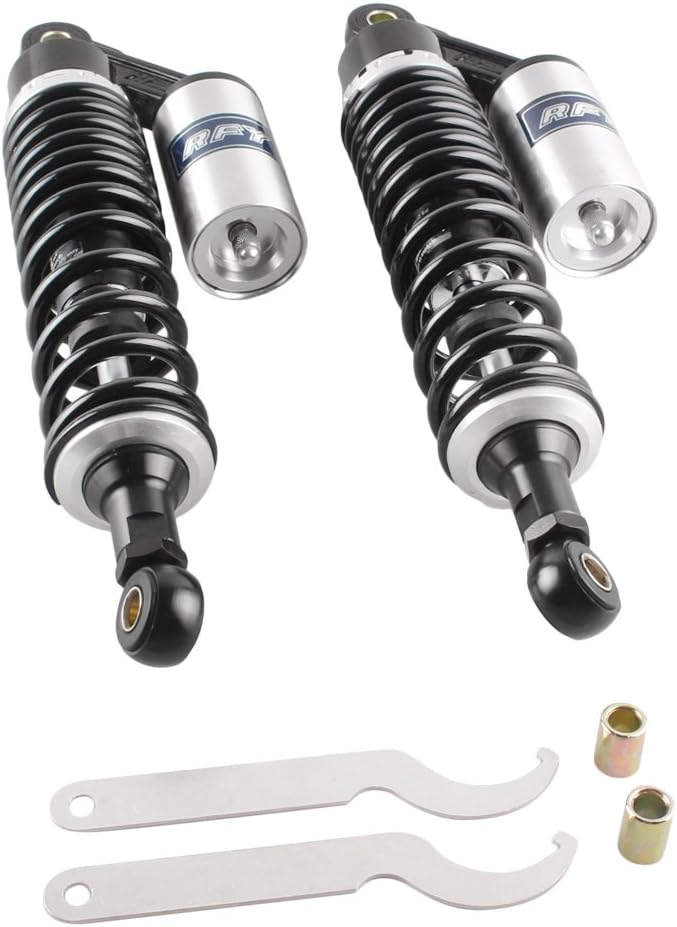 BRAND, CATEGORY, GZYF, SHOCKS, GZYF Pair 340mm Universal Motorcycle Rear Air Shock Absorbers Fit for Honda for Suzuki for Yamaha for Kawasaki ATV Go Kart Quad Dirt Sport Bikes,Black & Gold