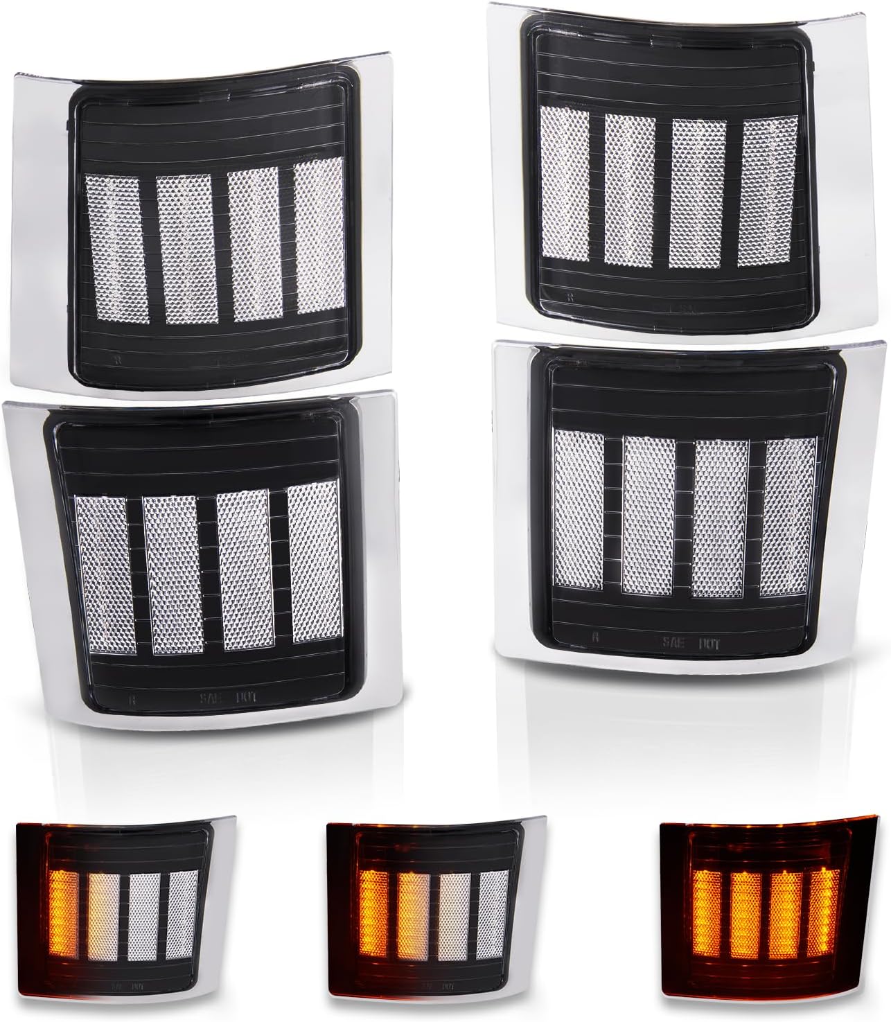 BRAND, CATEGORY, GEMPRO, SIDE MARKER & CORNERING & COMBOS, Gempro Sequential Amber LED Corner Side Marker Turn Signal Lights for Chevy C/K 1500 2500 3500 1994-1998 C10 Pickup Truck Silverado Suburban Tahoe Front Grill Lights, 4PCS (Clear Len)