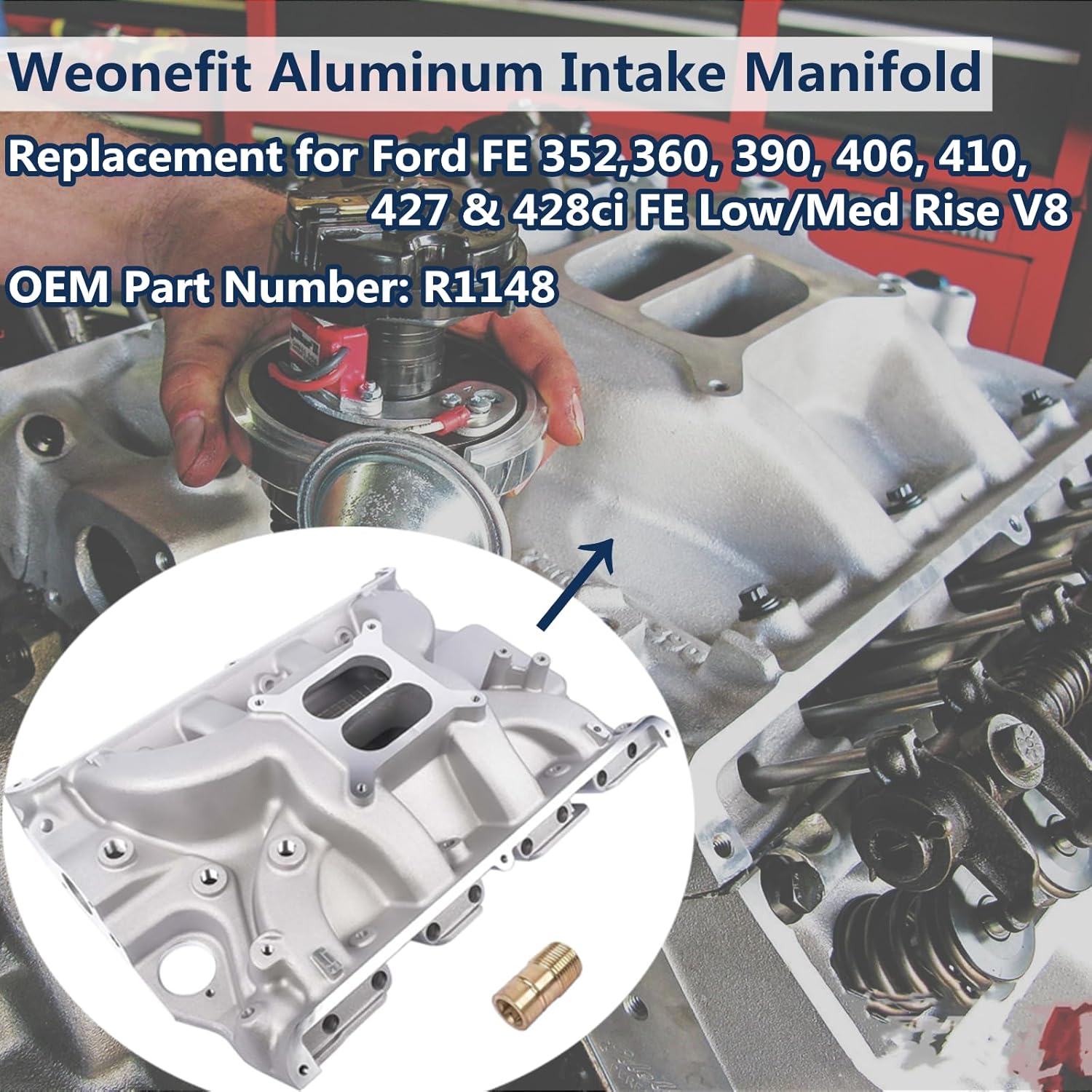 BRAND, CATEGORY, INTAKE MANIFOLDS, WEONEFIT, Intake Manifold Replacement for Ford 352, 360, 390, 406, 410, 427 & 428ci FE V8’s #R1148