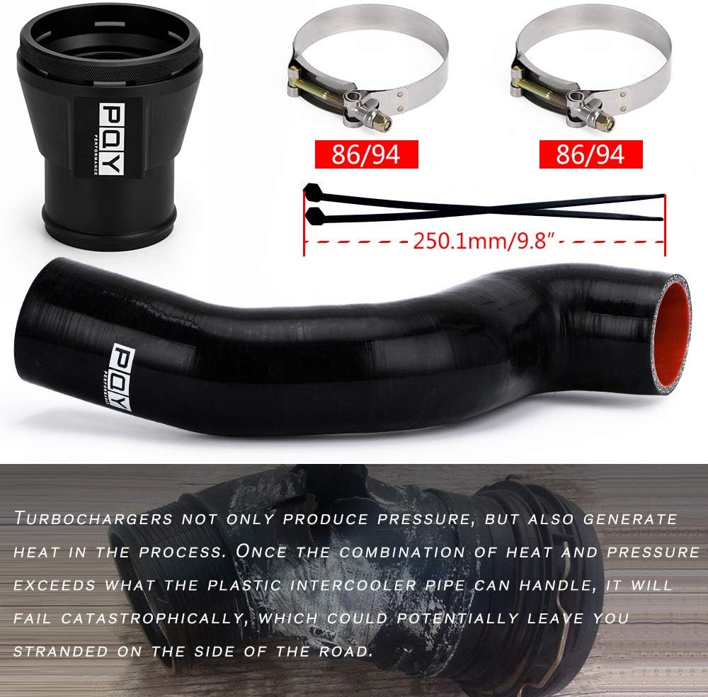 BRAND, CATEGORY, INTERCOOLERS, PQY, Intercooler Pipe Upgrade Kit OEM Replacment Compatible with 11-16 Ford 6.7L Black