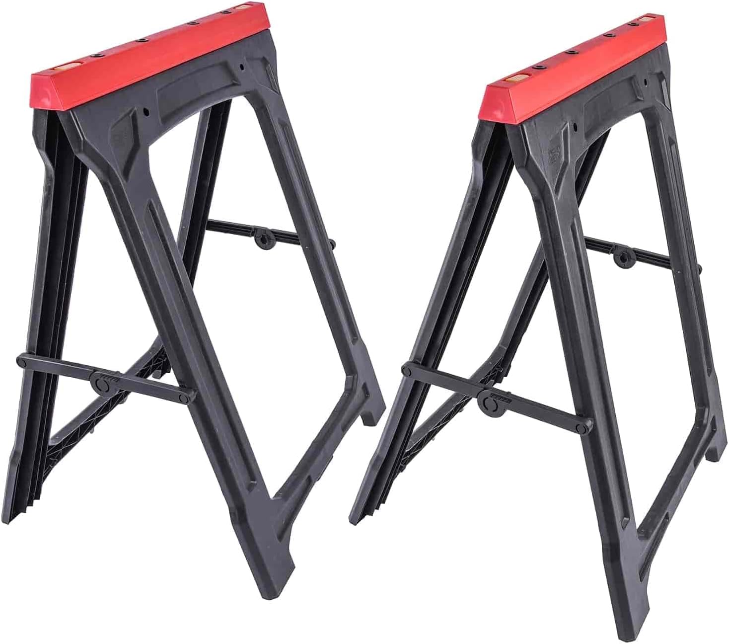 BRAND, CATEGORY, JEGS, STANDS, JEGS Folding Saw Horses 2 Pack - 350 LBS Capacity - Heavy Duty Saw Horse - Weather-Resistant Polypropylene Folding Sawhorse - Folds Flat to 2 Inches - Folding Sawhorses Pack of 2