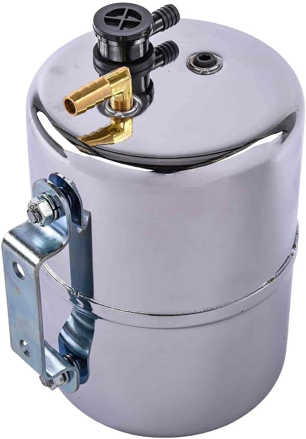 BRAND, CATEGORY, JEGS, VAPOR CANISTERS, JEGS Steel Vacuum Reserve Canister, 5x7in, Chrome-Plated, Includes Grommet, Check Valve, Fittings & Port Plug