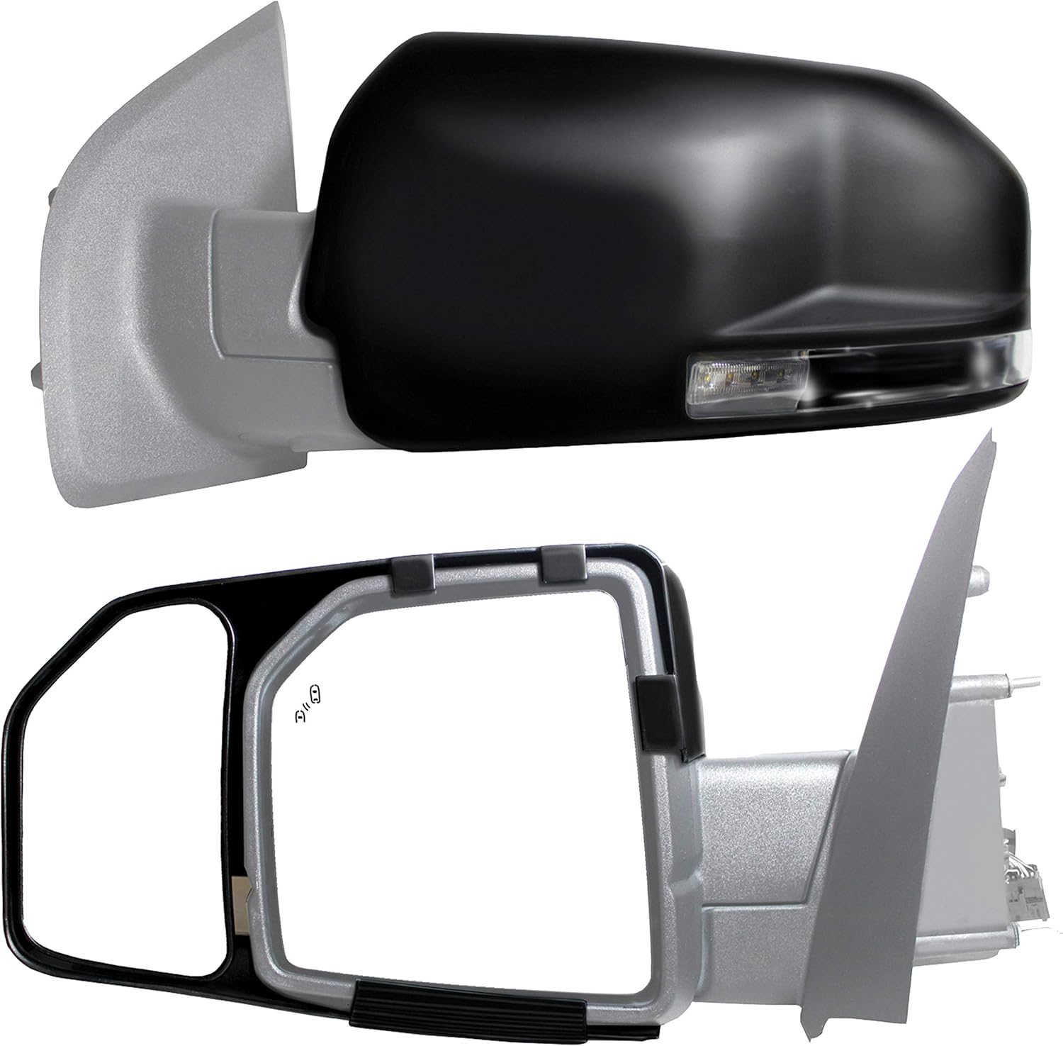 BRAND, CATEGORY, K SOURCE, TOWING MIRRORS, K Source K-Source 81850 Snap-On Towing Mirrors For Ford F150 (15+), Black