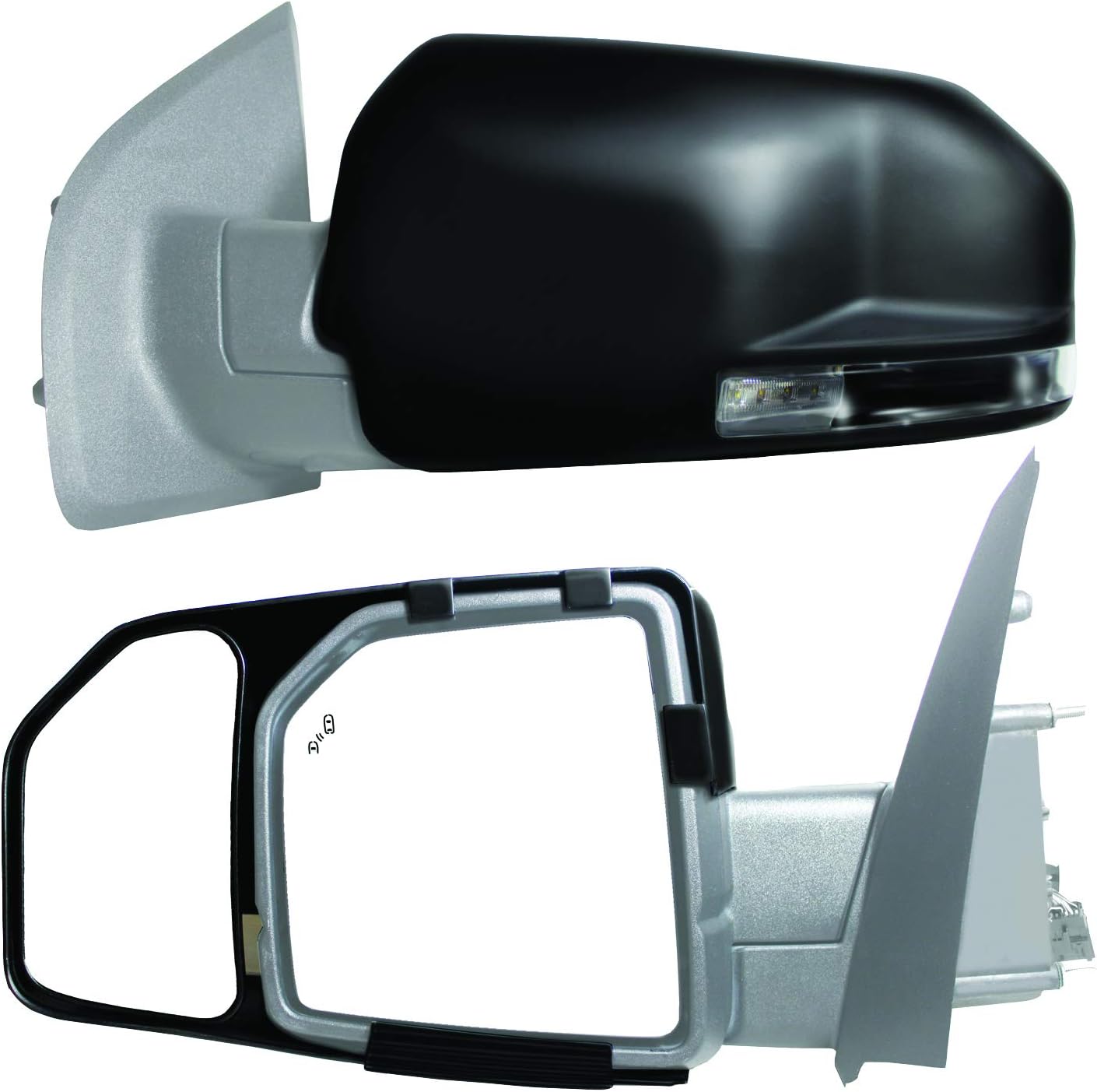 BRAND, CATEGORY, K SOURCE, TOWING MIRRORS, K Source K-Source 81850 Snap-On Towing Mirrors For Ford F150 (15+), Black