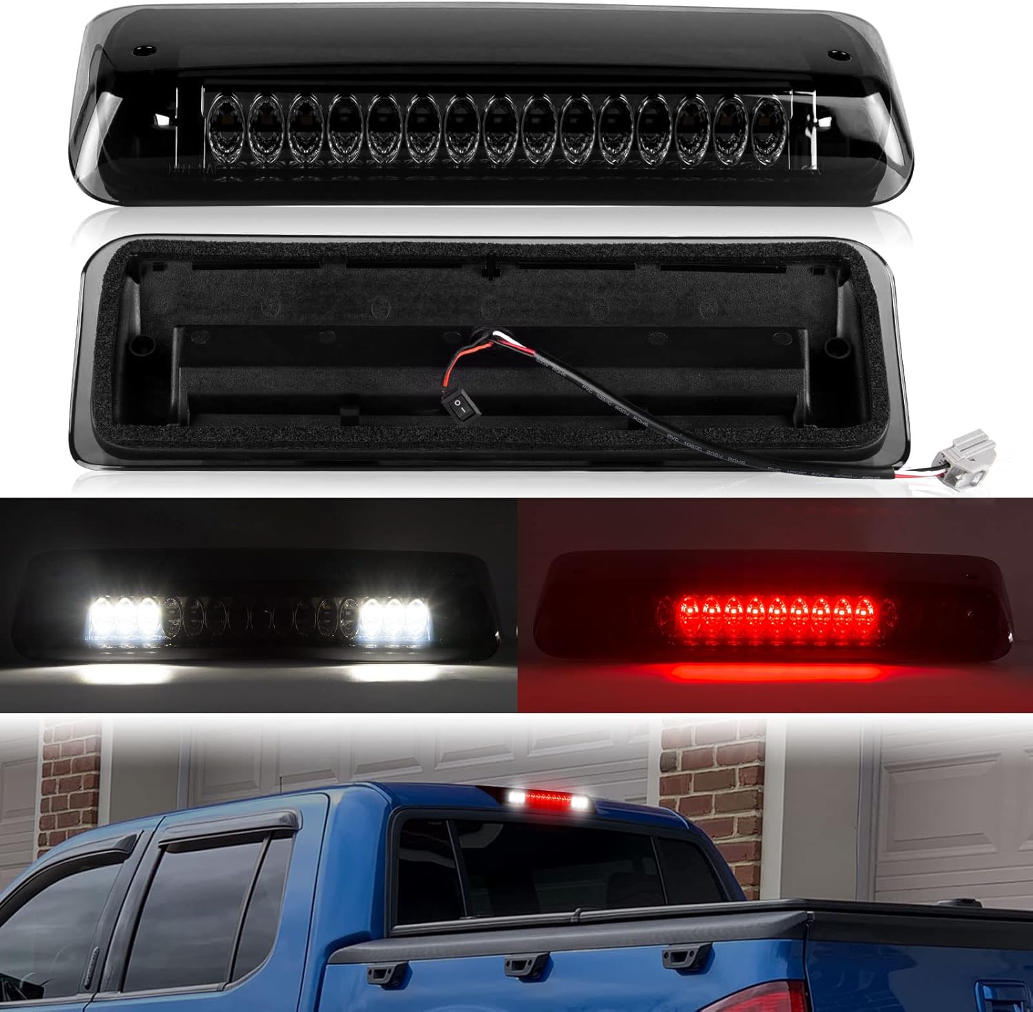 BRAND, CATEGORY, HIGH MOUNT STOP LIGHTS, POPMOTORZ, LED 3rd Third Brake Light Fit For Ford F150 2015-, F150 F250 F350 F450 ranger LED Cargo Light Rear Rear Center High Mount Stop Lamp With switch red light flashing Sealing Gasket