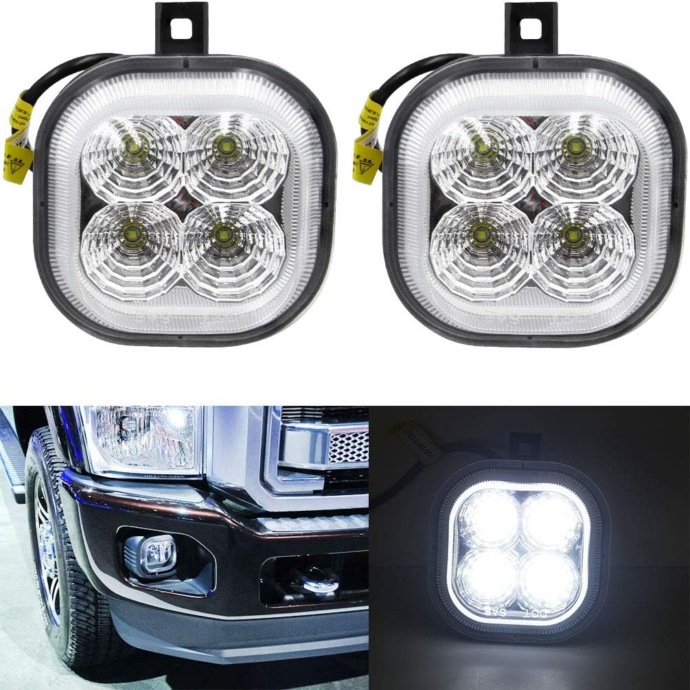 BRAND, CATEGORY, DRIVING, FOG & SPOT LIGHTS, NJSBYL, LED Fog Light Kits for 1999-2016 Ford F250 F350 F450 & 2001-2004 Excursion Clear Lens Truck White LED DRL Spot Fog light Driving Light Lits Replacement Powered by 40W LED Lights