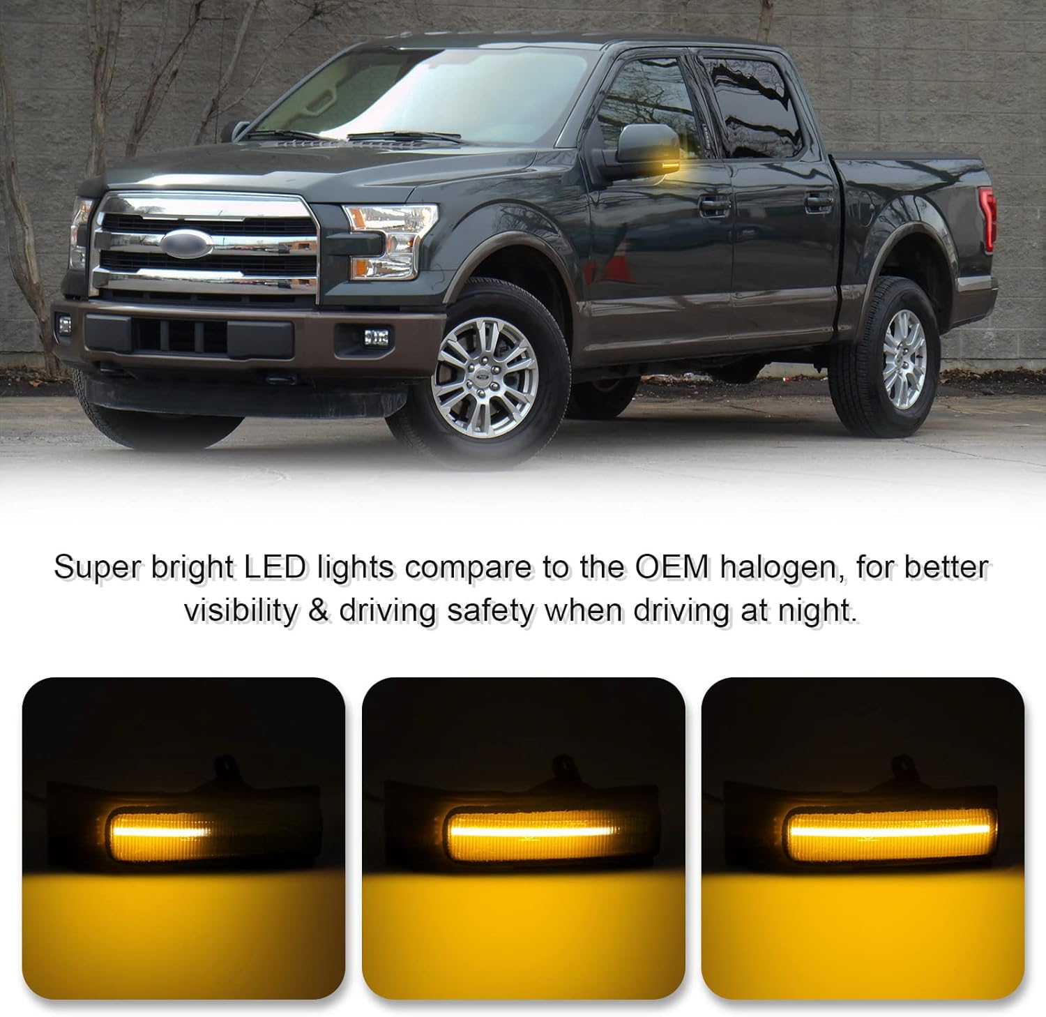 BRAND, CATEGORY, SHINEFIT, SIDE MARKER & TURN SIGNAL COMBOS, LED Sequential Mirror Turn Signal Lights Replacement for 2015-2020 F150 2PCS Smoked Mirror Turn Signal Lights