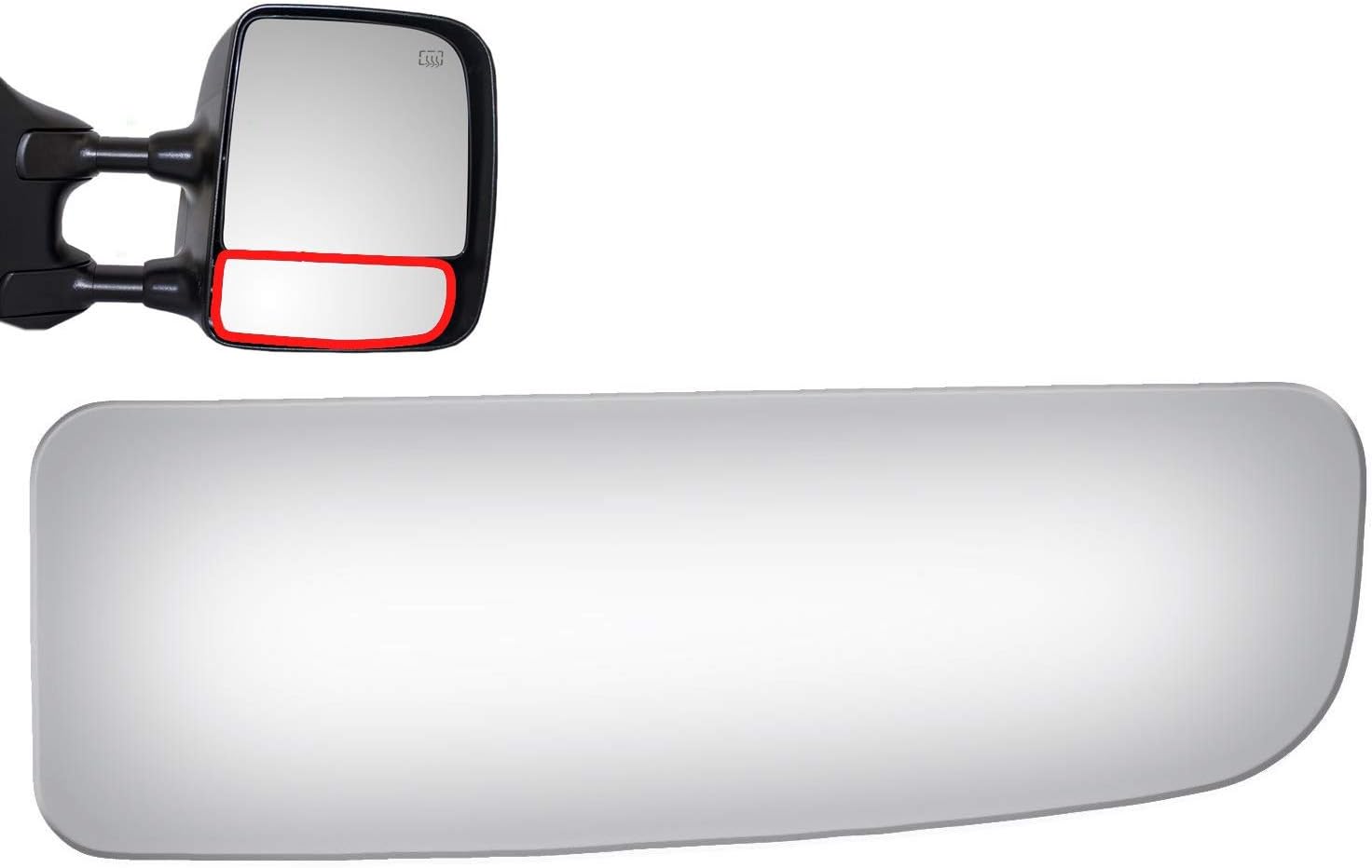 BRAND, CATEGORY, EXTERIOR MIRROR REPLACEMENT GLASS, UO21, Lower Right Passenger Side Tow Mirror Glass for 04-15 Nissan Titan #3909