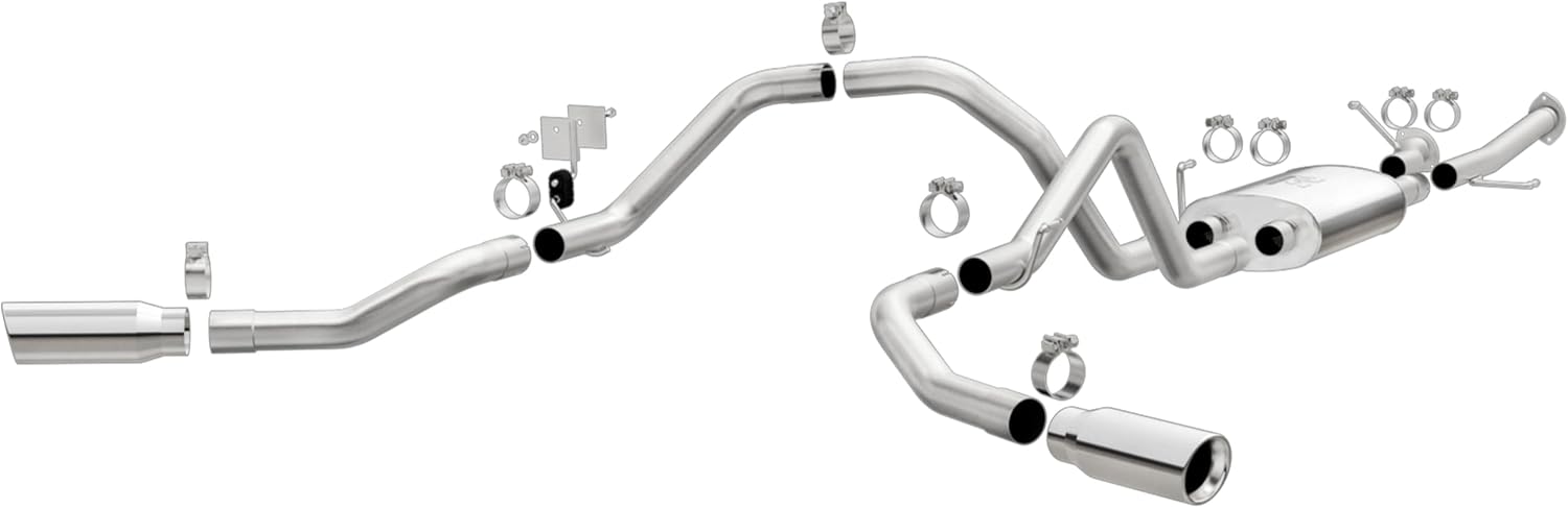 BRAND, CATEGORY, MAGNAFLOW EXHAUST PRODUCTS, MUFFLERS, MagnaFlow Performance Exhaust System 19232: Cat-Back, Street Series, For 2009-2021 Toyota Tundra, Dual Split Rear Behind Rear Tires Exit Style