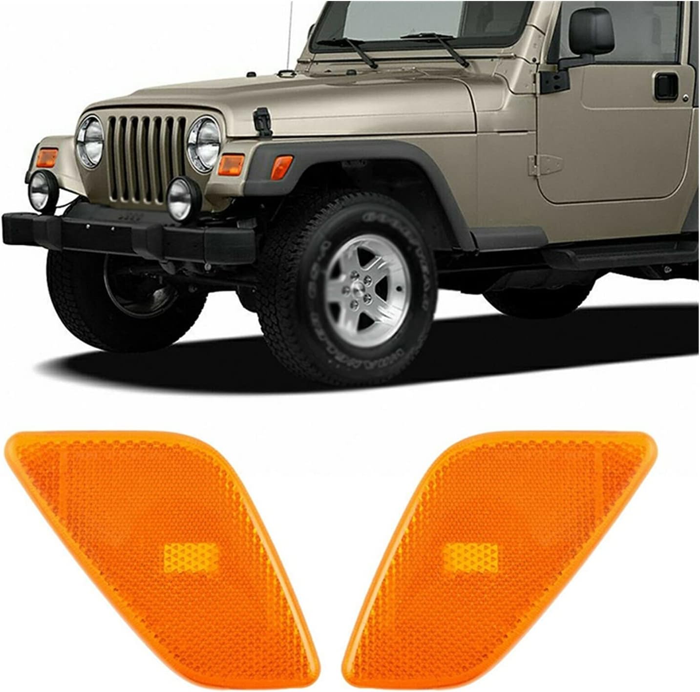 BRAND, CATEGORY, SIDE MARKER ASSEMBLIES, WINDTALKER, Mirror Indicator Car Exterior Accessories Front Fender Side Marker Light Cover for Wrangler 1997-2006 Amber Smoke Without Lamp Bulb Cap