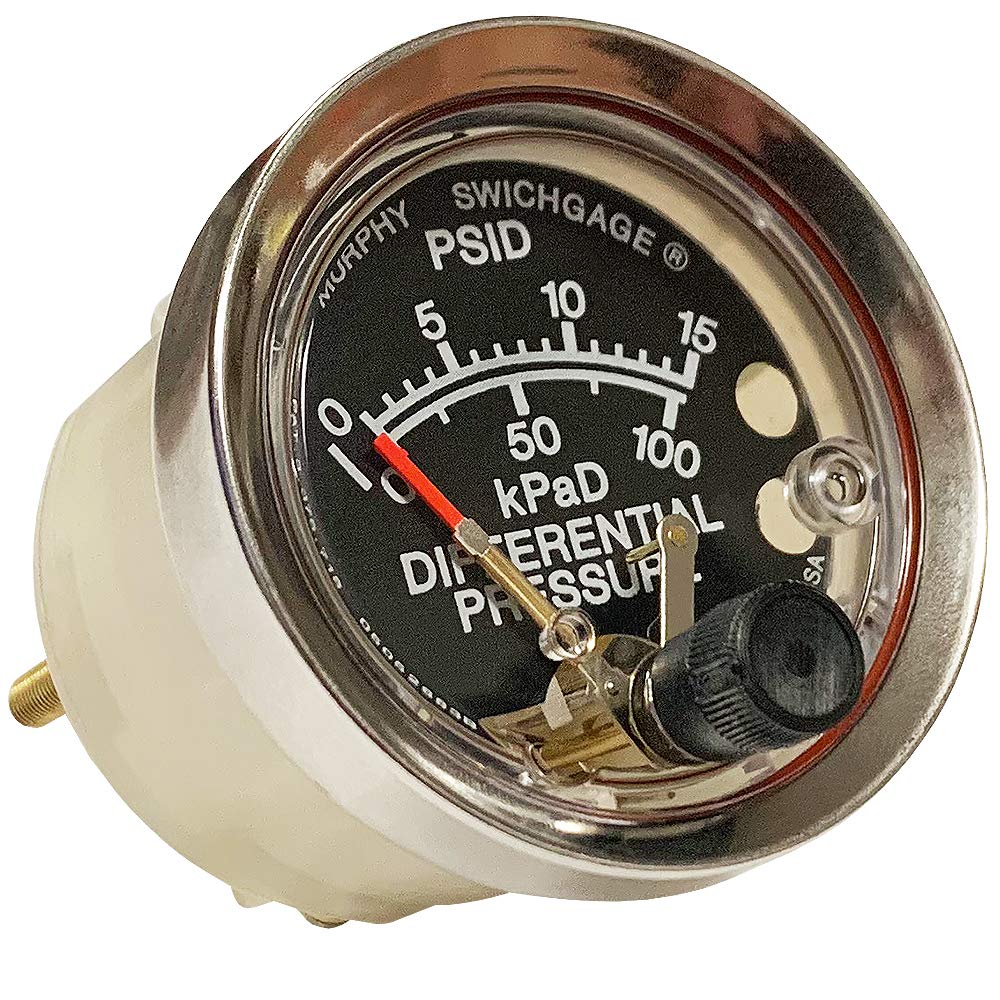 BRAND, CATEGORY, MURPHY BY ENOVATION CONTROLS, PRESSURE SWITCHES, Murphy by Enovation Controls A20DP-K-15 Differential Pressure Swichgage® (05090091)