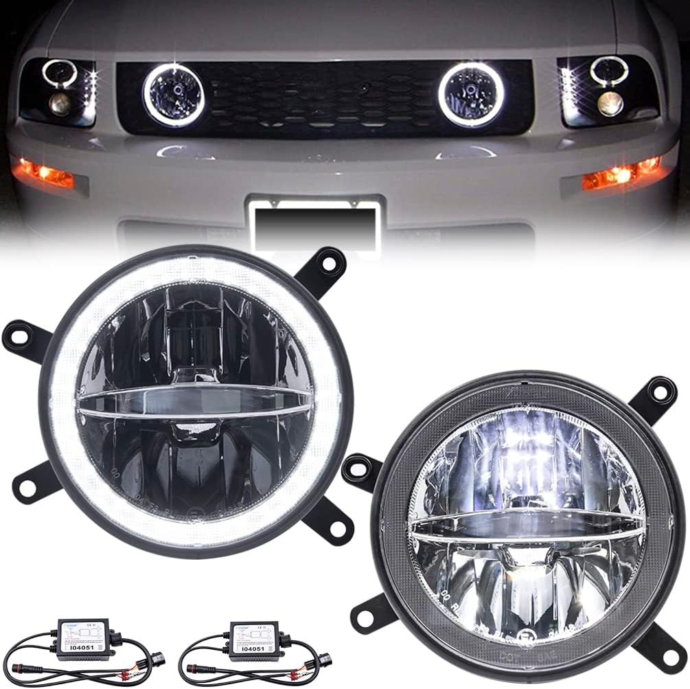 BRAND, CATEGORY, DRIVING, FOG & SPOT LIGHTS, NJSBYL, Mustang-GT LED Fog/DRL Daytime Running Lights for Ford M-ustang GT 2005 2006 2007 2008 2009 Grille Fog Lights Front Driver Passenger Side OEM Style DRL Fog Lamps