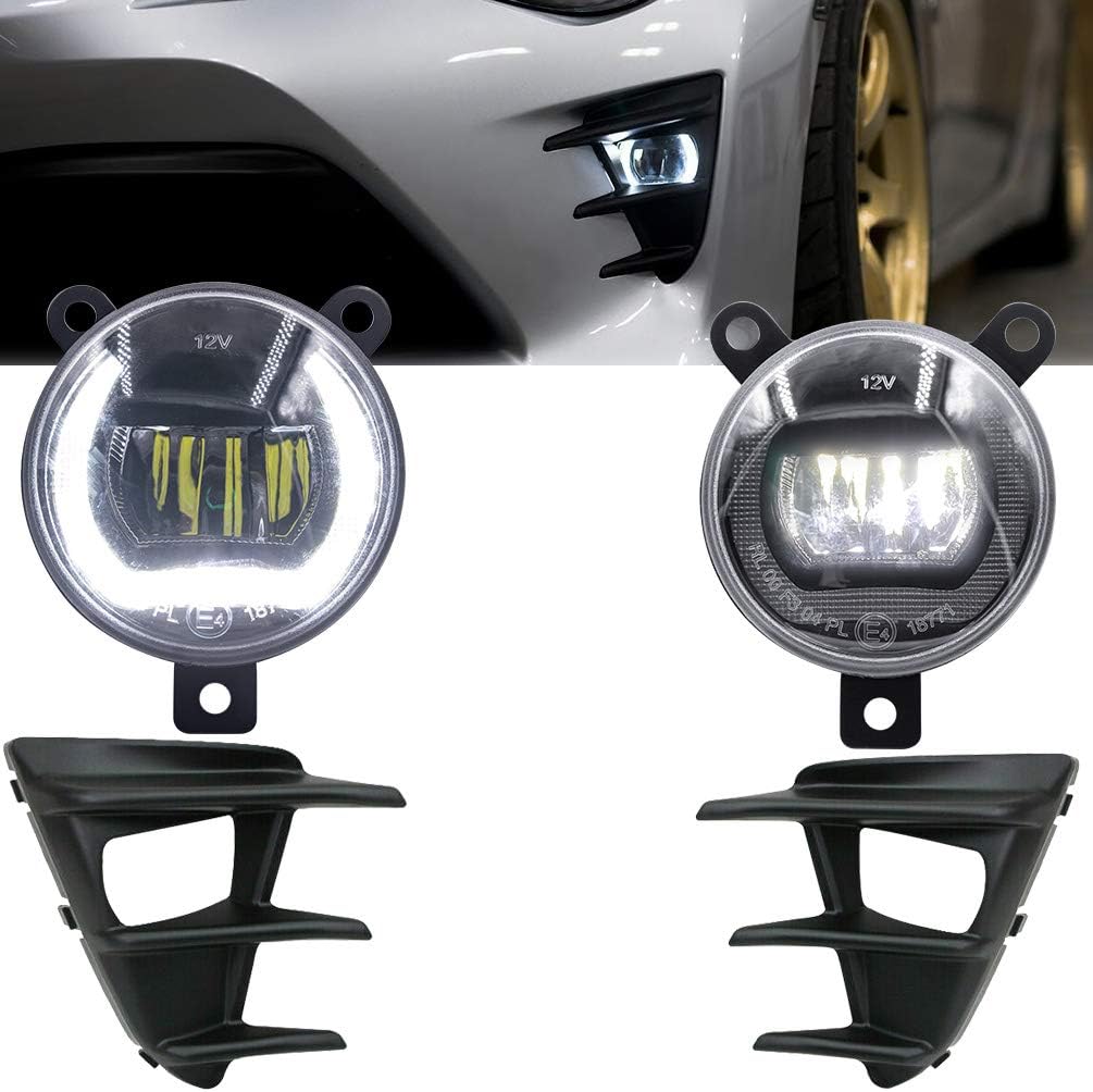 BRAND, CATEGORY, DRIVING, FOG & SPOT LIGHTS, NJSBYL, NJSBYL GT86 LED Fog and Daytime Running Light Kits for 2017 2018 2019 2020 T0yota 86 Xenon White LED Fog Halo Ring Driving Light Kit & DRL light + Fog Lamps Bezel Covers