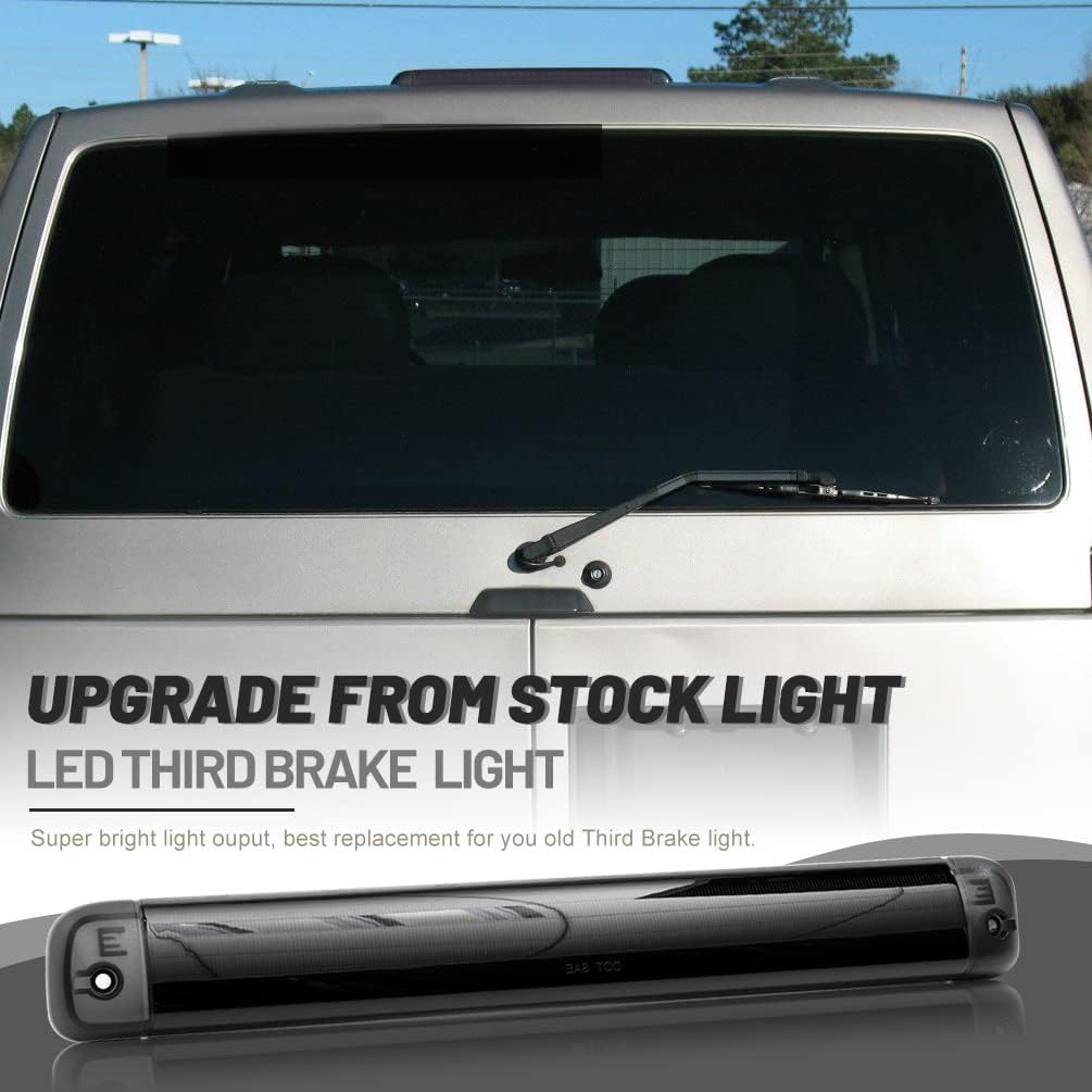 BRAND, CATEGORY, HIGH MOUNT STOP LIGHTS, NJSBYL, NJSBYL H2 LED High Mount Stop 3rd Brake Light for 2003-2009 H'ummer H2 Third Brake Lights Red LED Pickup Rear-up Center Cab Roof High Mount Stop Lamps Black Smoked Lens OEM 15145321 15755976