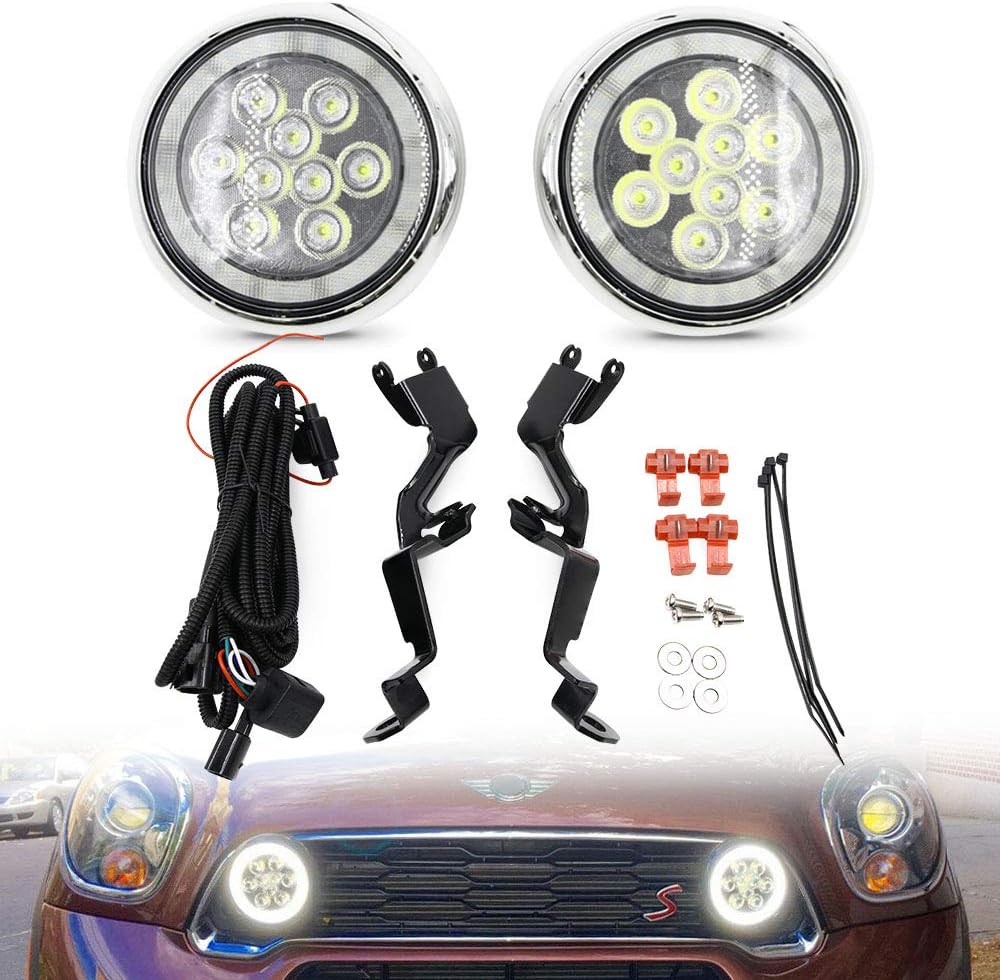 BRAND, CATEGORY, DRIVING, FOG & SPOT LIGHTS, NJSBYL, NJSBYL Led Rally Light DRL Daytime Running Light Kits For Mini Cooper R55 Clubman R56 Hatch Hardtop R57 Convertible R58 Coupe Hardtop Led Driving Fog Lights with Halo Ring