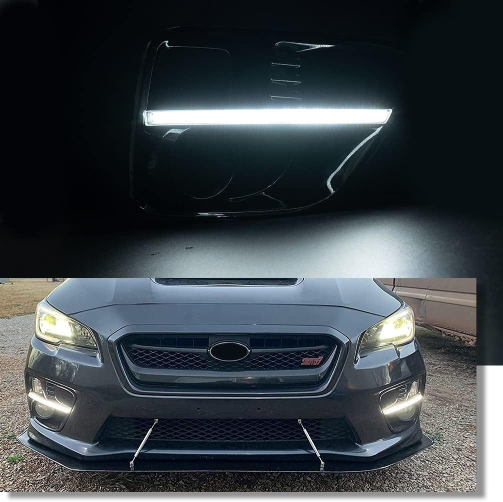 BRAND, CATEGORY, DAYTIME RUNNING LIGHT MODULES, NJSBYL, NJSBYL Xenon White LED Daytime Running Light Kits for 2015 2016 2017 Subaru WRX/WRX STi S4 Style Bright White LED DRL Amber Turn Signal Light Kits with Daylight Front Bumper Fog Lamps Bezel Covers