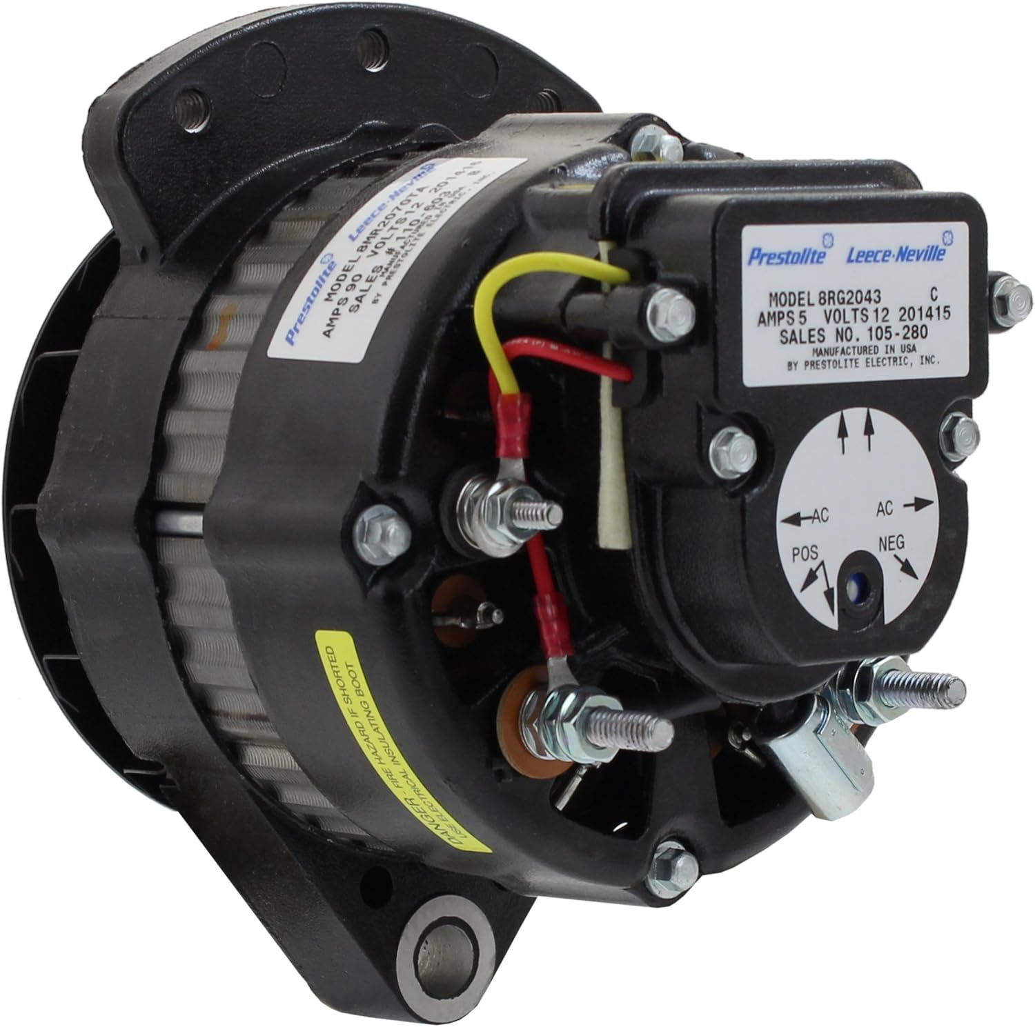 ALTERNATORS, BRAND, CATEGORY, LEECE-NEVILLE, New Genuine OEM Leece Neville/Prestolite Alternator 12 Volt 90 Amp Self Excited Internal Regulator Compatible with Volvo Penta Mercury Marine Replaces 8MR2070T 110-403 822982 3860665 8MR2070TA