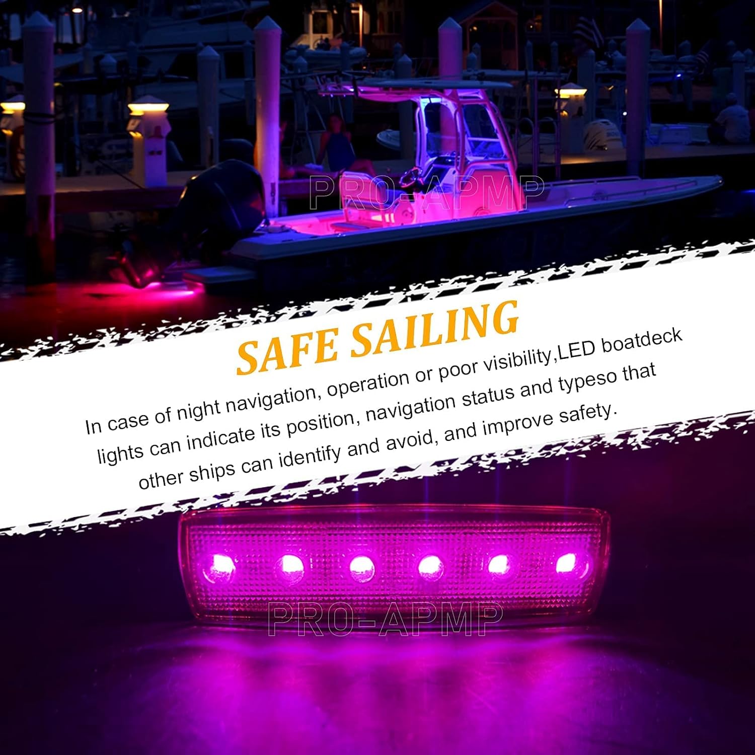 BRAND, CATEGORY, INTERIOR LIGHTS, PSEQT, PSEQT 3.8'' LED Boat Interior Strip Lights Marine Courtesy Deck Transom Navigation Light Purple (10Pcs) + 100FT/30M 22AWG 2pin Extension Cable Wires Cord (1Pcs)