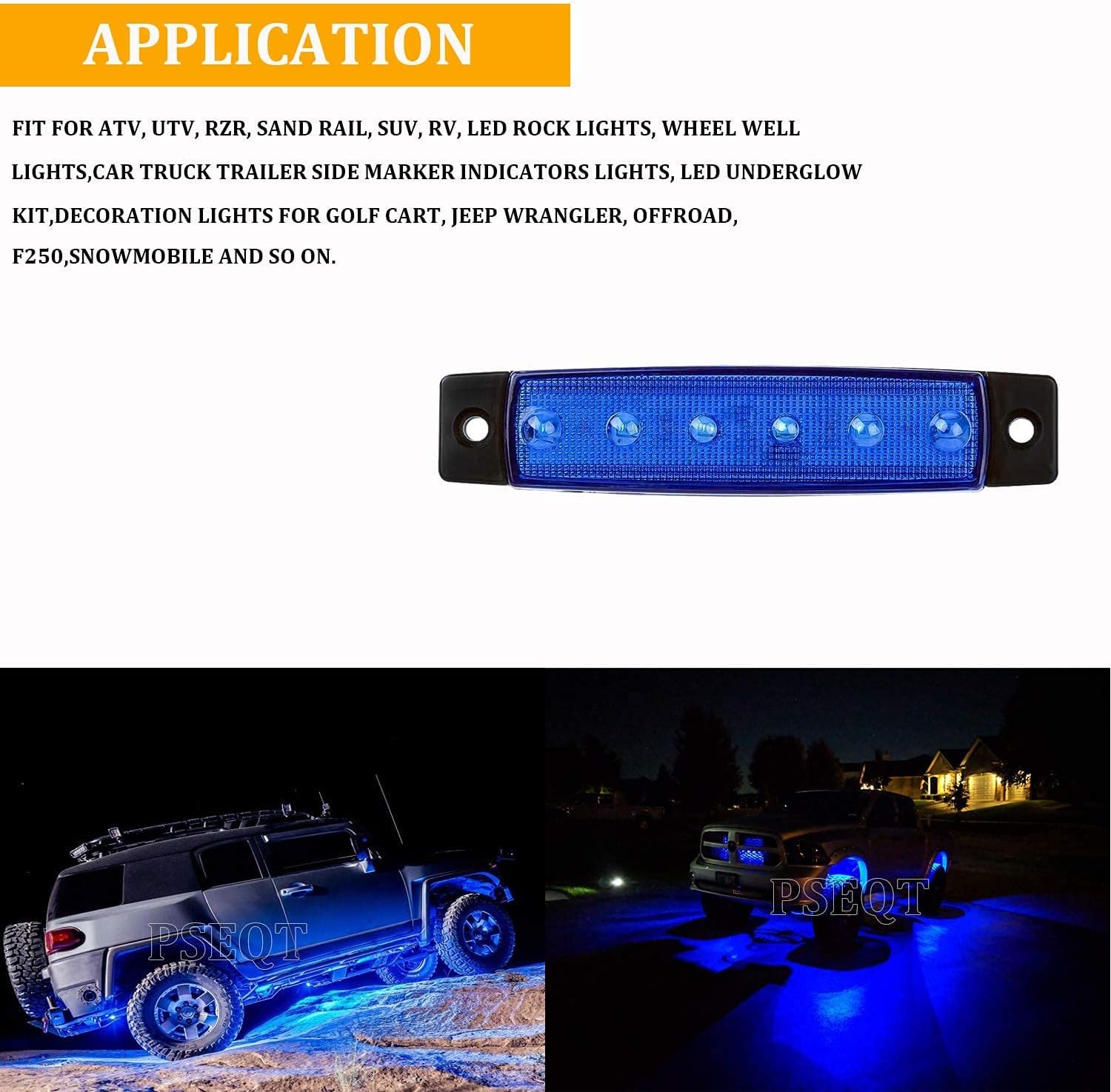 BRAND, CATEGORY, NEON ACCENT LIGHTS, PSEQT, PSEQT 3.9'' Trailer LED Rock Strip Lights Car Exterior Underglow Wheel Fender Light + Dimmable RV Ceiling Dome Single Lights for Pickup Trailer 24 LED Adjustable Interior Light (Cool White 6000-6500K)