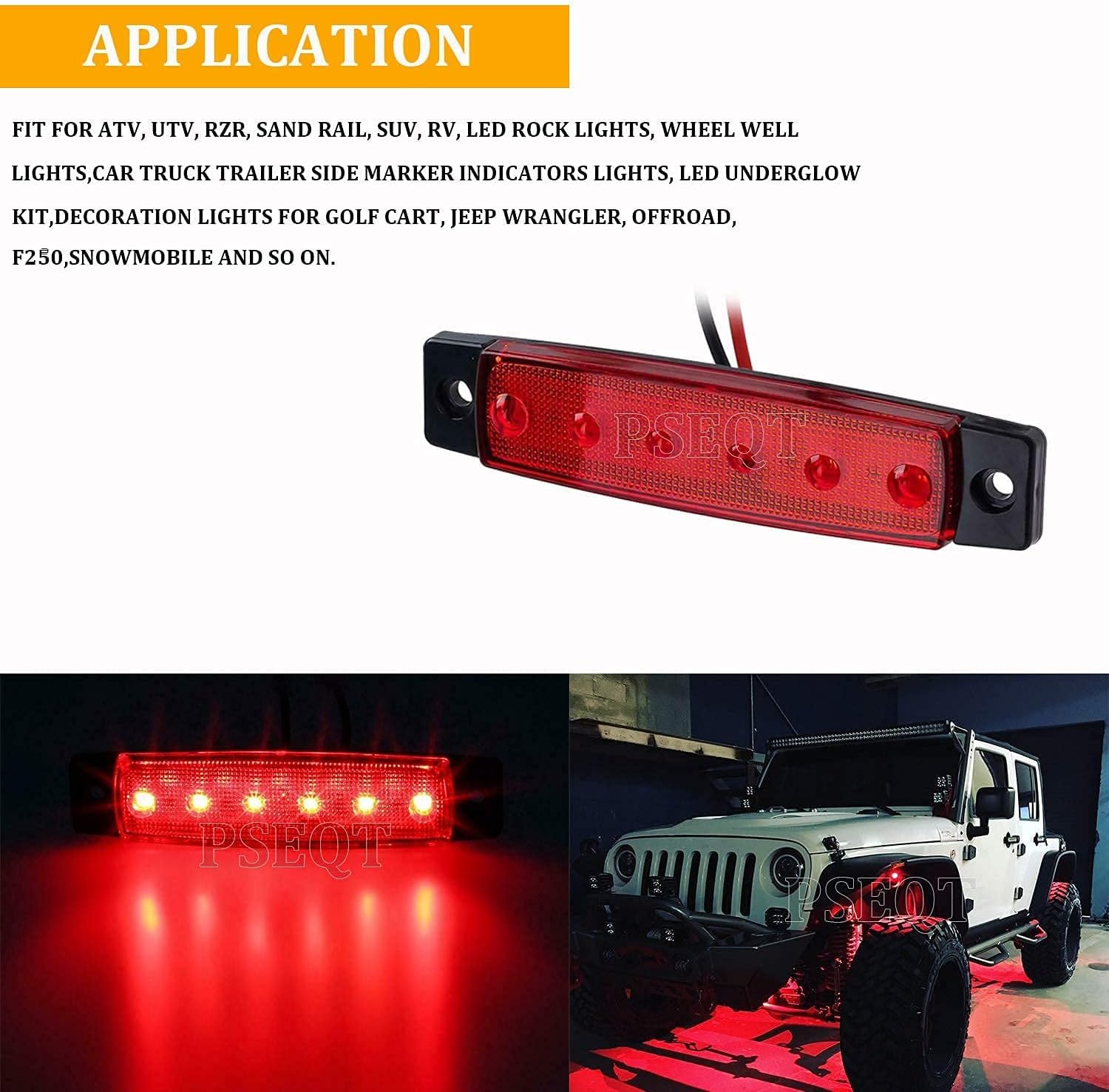 BRAND, CATEGORY, NEON ACCENT LIGHTS, PSEQT, PSEQT 3.9'' Trailer LED Rock Strip Lights Car Exterior Underglow Wheel Fender Light + Dimmable RV Ceiling Dome Single Lights for Pickup Trailer 24 LED Adjustable Interior Light (Cool White 6000-6500K)