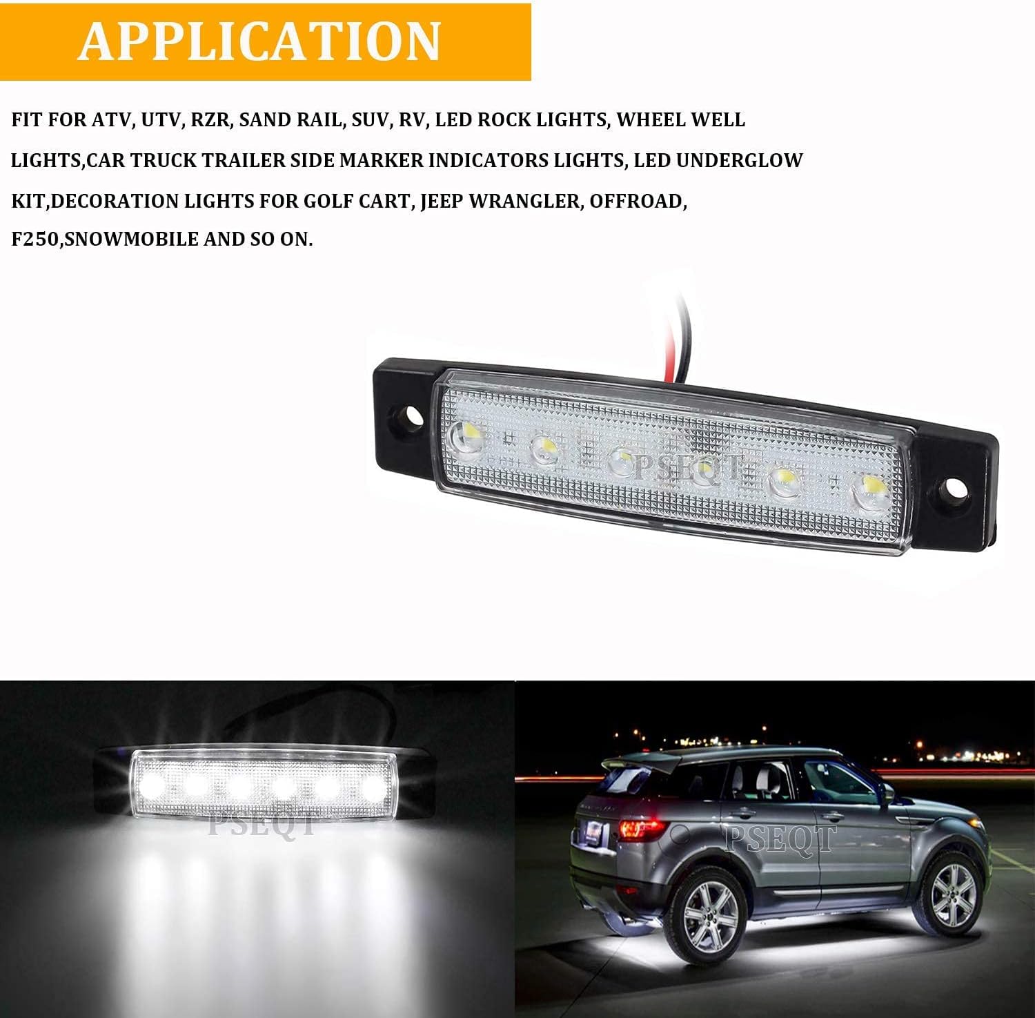 BRAND, CATEGORY, NEON ACCENT LIGHTS, PSEQT, PSEQT 3.9'' Trailer LED Rock Strip Lights Car Exterior Underglow Wheel Fender Light + Dimmable RV Ceiling Dome Single Lights for Pickup Trailer 24 LED Adjustable Interior Light (Cool White 6000-6500K)