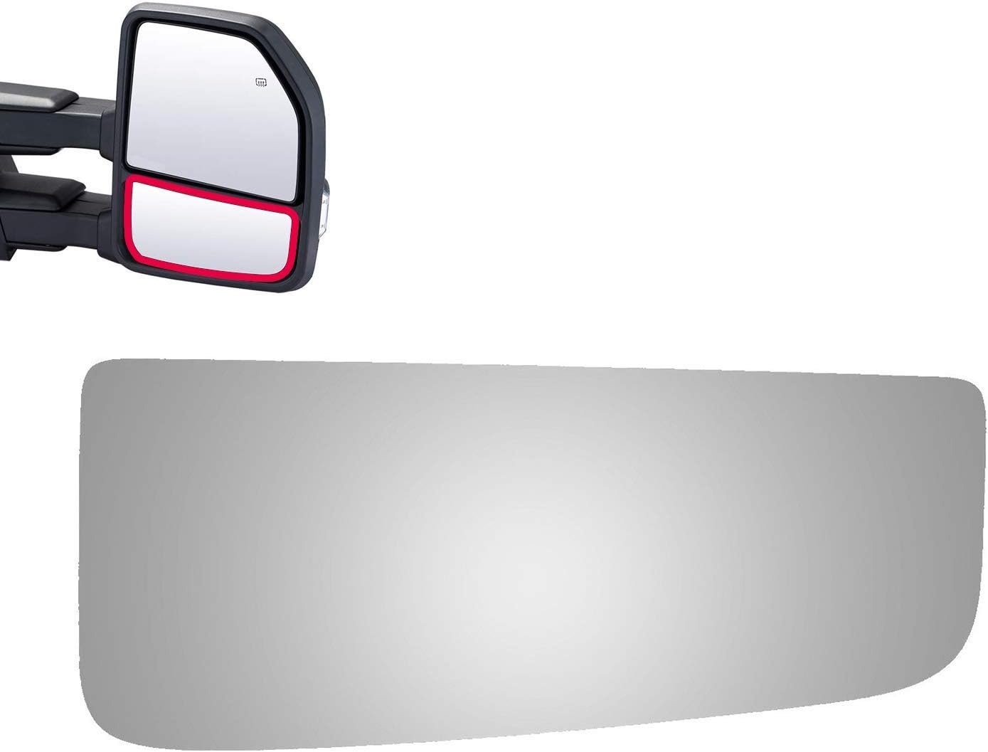 BRAND, CATEGORY, EXTERIOR MIRROR REPLACEMENT GLASS, UO21, Passenger Side Mirror Glass Replacement for FORD F-450 SUPER DUTY 2017-2019 -Lower