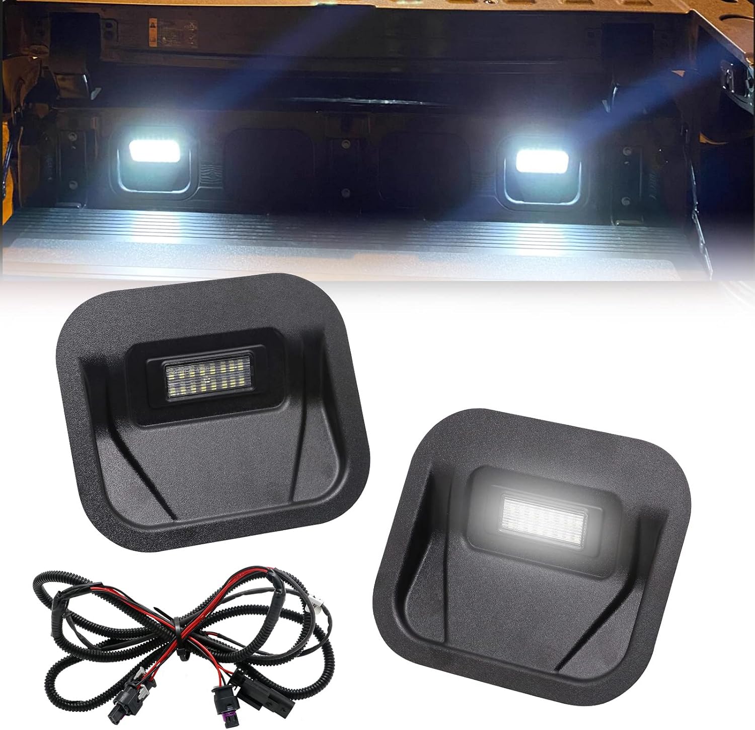 BRAND, CATEGORY, LIGHT BARS, R&F AUTO, R&F Auto 2PCS LED Tailgate Step Lights Replacement for G'MC Sierra & C'hevy Silverado 1500 / 2500HD / 3500HD (2020-2022) Truck Bed Lamps Multipro Tail Lighting Accessories, Replace OEM# 84347814