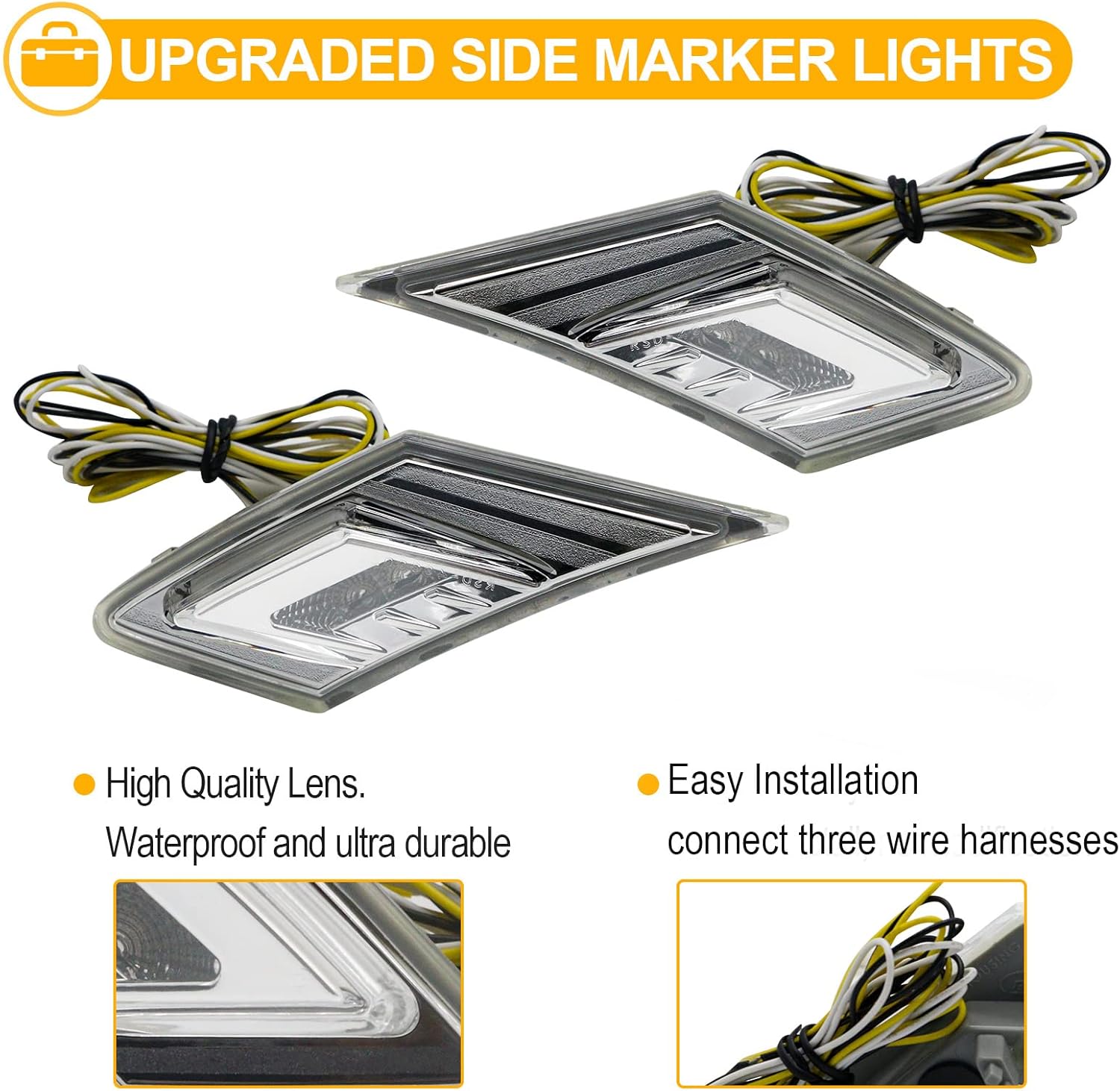 BRAND, CATEGORY, R&F AUTO, SIDE MARKER ASSEMBLIES, R&F Auto 2PCS White/Amber LED Front Side Marker Lights Replacement for FR-S 86 / GT86 BRZ 2013-2020 Front Wheel-Arch Side Markers Driver Passenger Sides Lamps