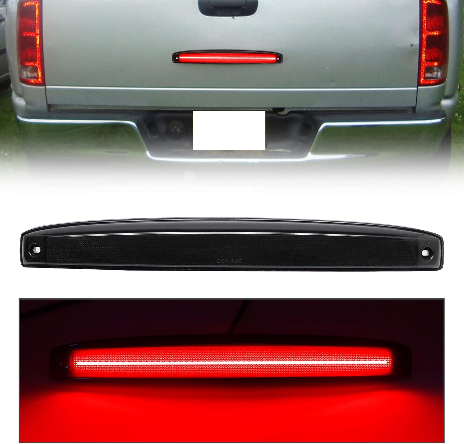 BRAND, CATEGORY, HIGH MOUNT STOP LIGHTS, R&F AUTO, R&F Auto LED Smoked Lens High Mount Brake Light & Rear Tailgate Light Compatible with Ram 2500 3500 2003 2004 2005 2006