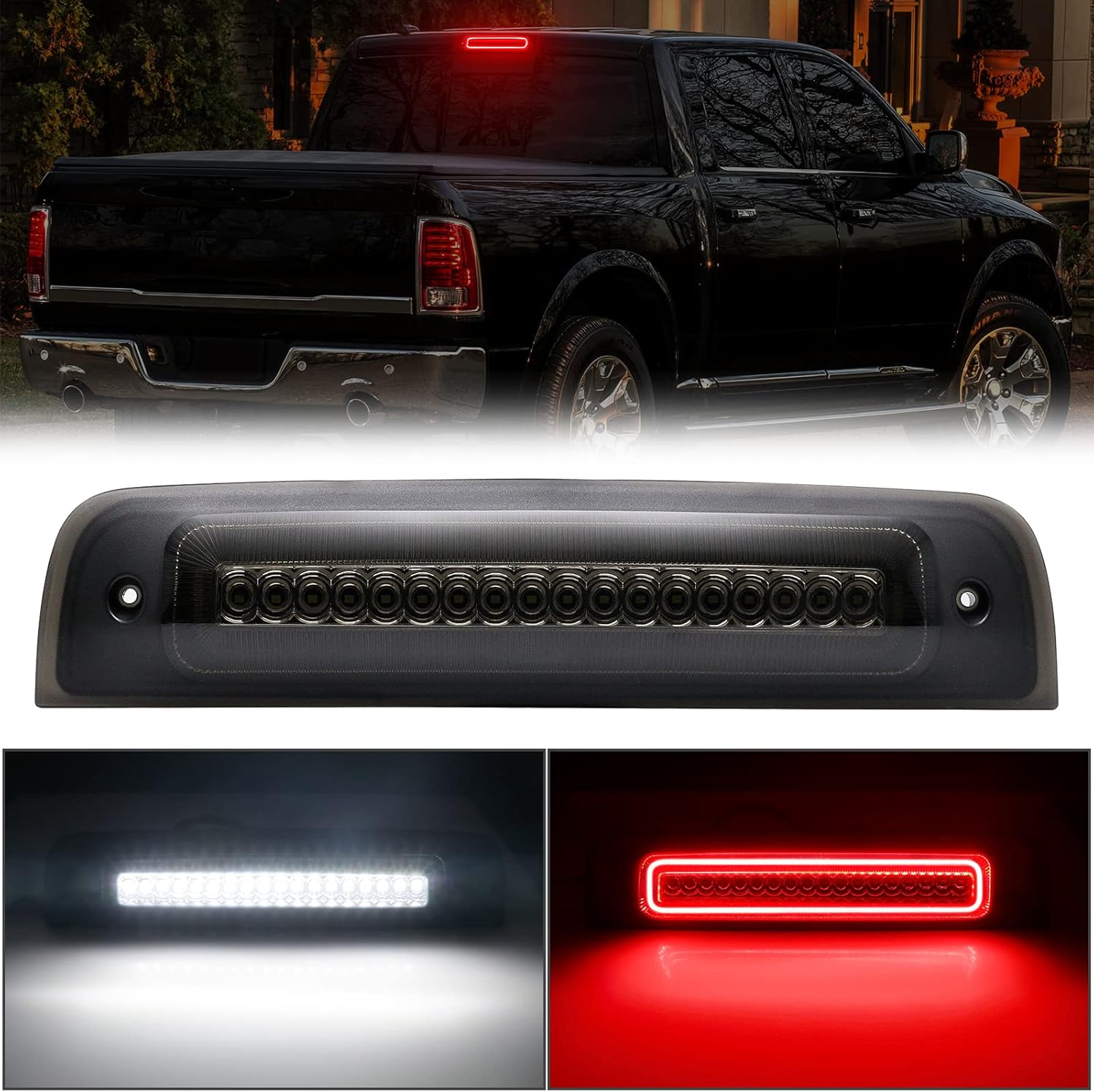 BRAND, CATEGORY, LICENSE PLATE LIGHTS, R&F AUTO, R&F Auto LED Strobe Third Brake Light & License Plate Lights Compatible With Ram 1500 2500 3500 4500 5500, 2010-2018