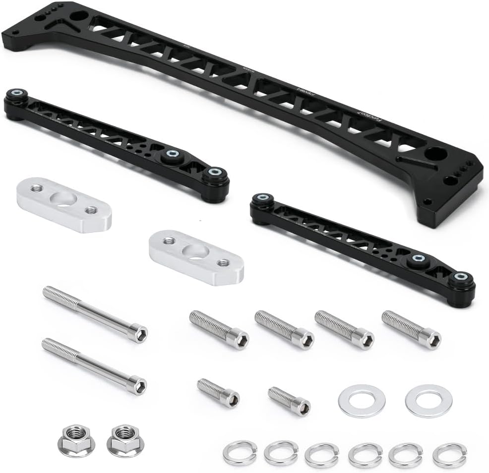 BRAND, CATEGORY, CONTROL ARMS, PQY, Rear Lower Control Arm+Subframe Brace Compatible with Honda Civic EK LCA 96-00 Black