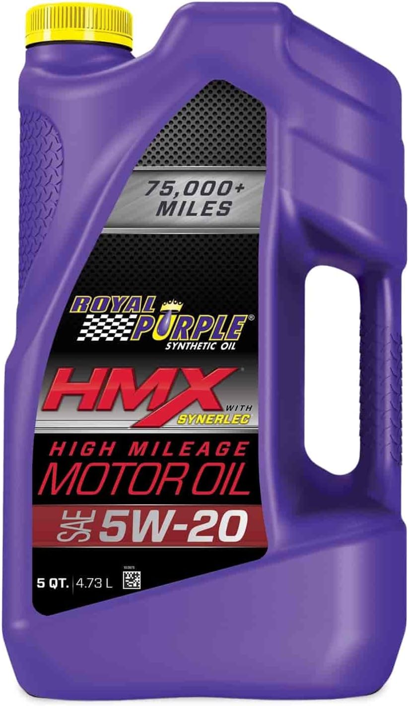 BRAND, CATEGORY, MOTOR OILS, ROYAL PURPLE, Royal Purple HMX w/Synerlec | High Mileage SAE 5W-20 Premium Synthetic Motor Oil |5 Quart | SKU: 17518