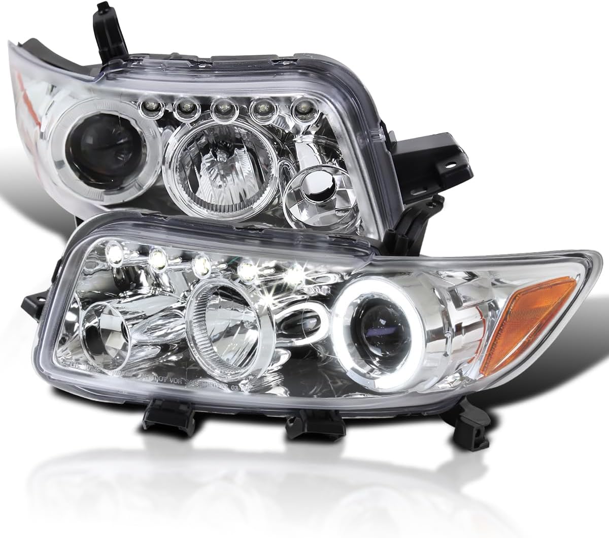 BRAND, CATEGORY, HEADLIGHT ASSEMBLIES, SPEC-D TUNING, SPEC-D TUNING Angel eye + LED Projector Headlights Compatible with 2008-2010 Scion xB, Left + Right Pair Headlamps Assembly