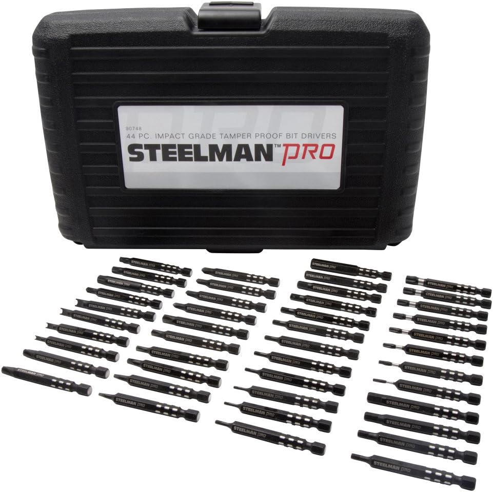 BRAND, CATEGORY, SCREWDRIVER BIT SETS, STEELMAN PRO, STEELMAN PRO 90748 Impact Grade Tamper Proof Bit Driver Set, 44-Piece