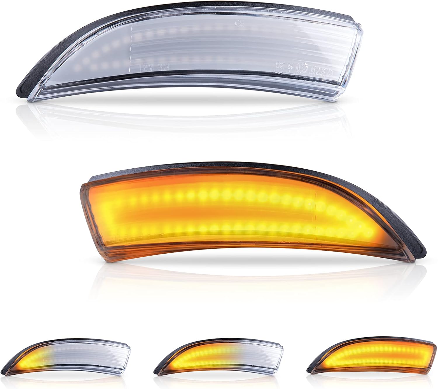 BRAND, CATEGORY, POPMOTORZ, TURN SIGNAL ASSEMBLIES & LENSES, Sequential Dynamic Mirror Turn Signal Lights Assembly, Led Amber Blinker Indicator Lamps Compatible with Ford Ranger T6 2012-2019 Raptor and Wildtrak, 2015-2019 Everest U375/UA -Clear Lens