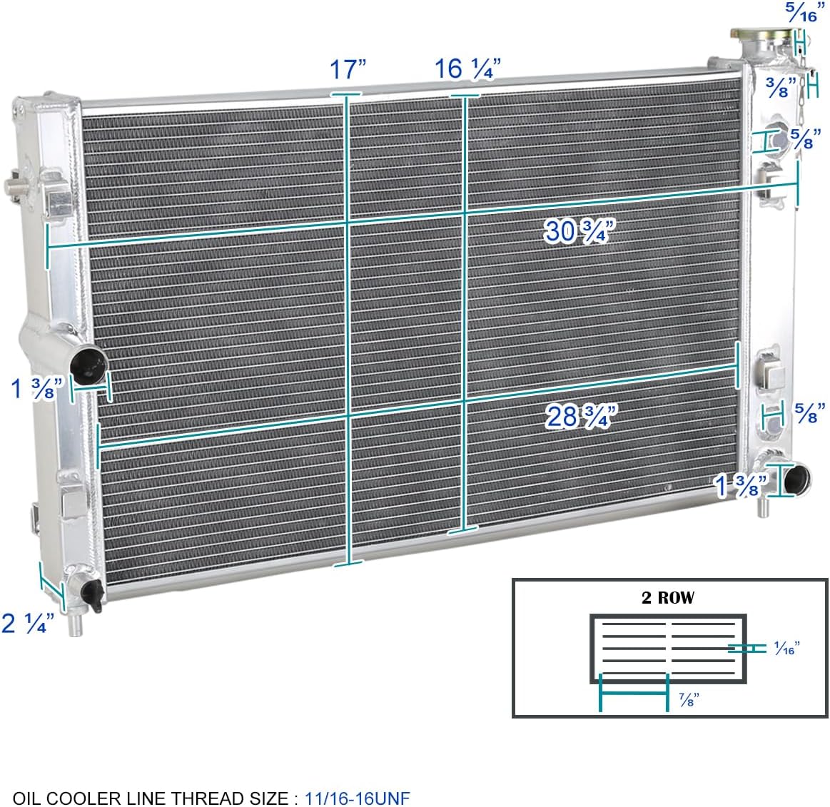 BRAND, CATEGORY, RADIATORS, SPEC-D TUNING, Spec-D Tuning 2 Row Aluminum Performance Cooling Radiator Compatible with 2005-2006 Pontiac GTO 6.0L V8