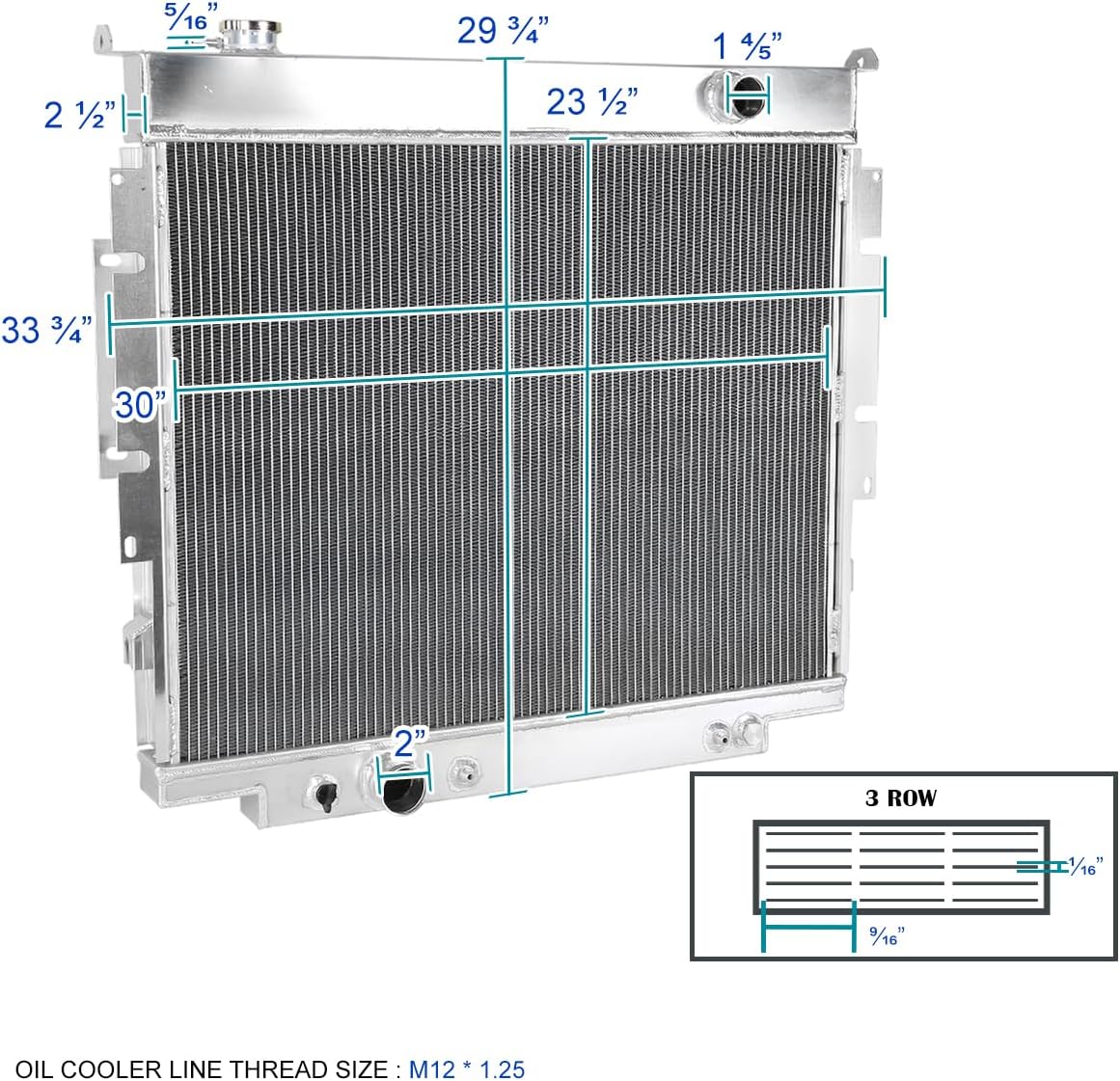 BRAND, CATEGORY, RADIATORS, SPEC-D TUNING, Spec-D Tuning 3-Row Aluminum Performance Cooling Radiator Compatible with 1983-1994 Ford F250 F350 Diesel V8