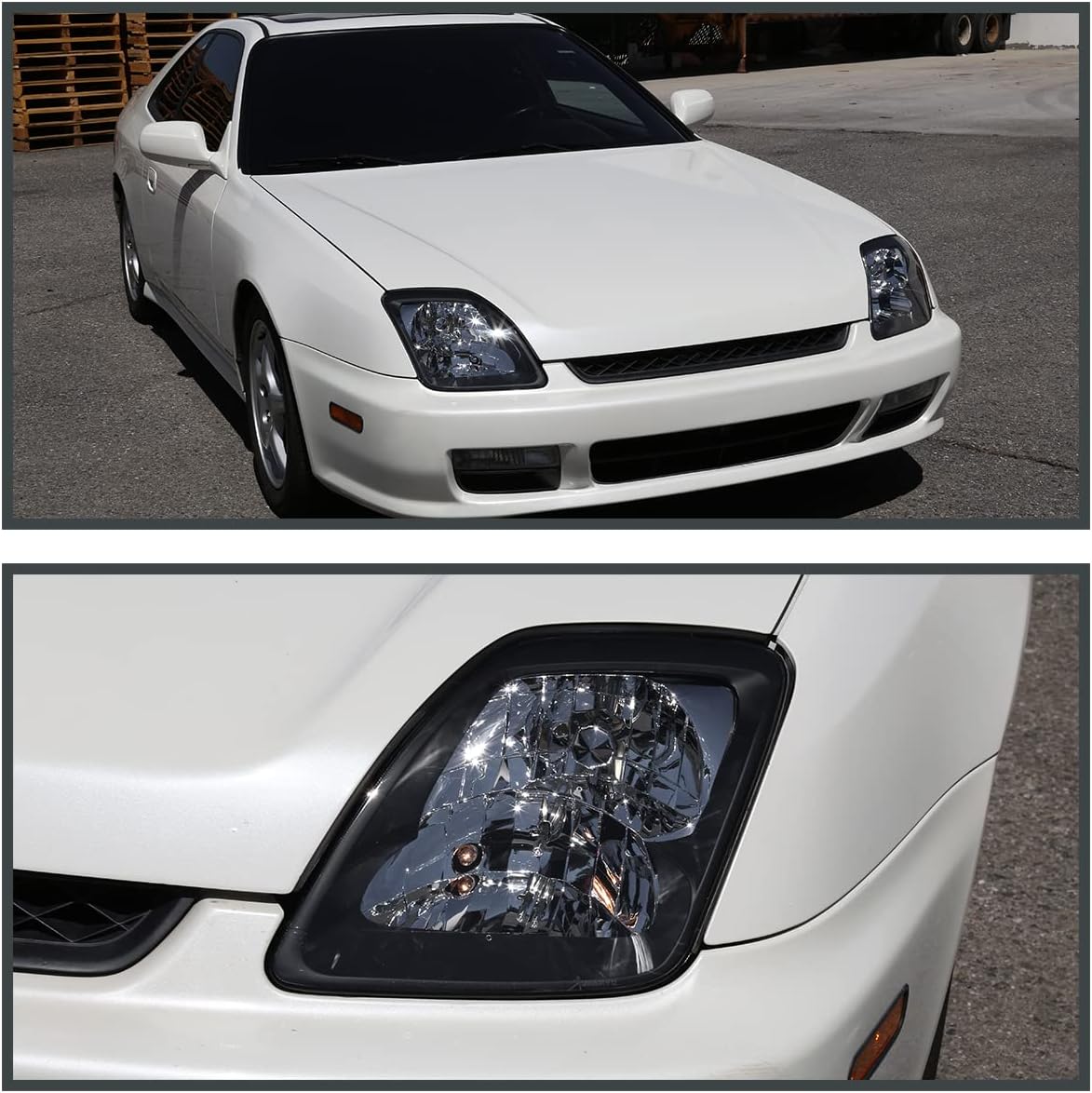 BRAND, CATEGORY, HEADLIGHT ASSEMBLIES, SPEC-D TUNING, Spec-D Tuning Black Bezel Headlights Compatible with 1997-2001 Honda Prelude L+R Pair Head Light Lamp Assembly