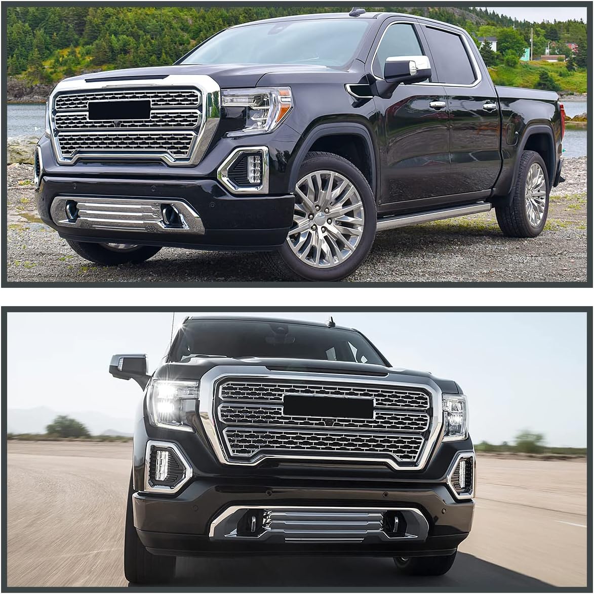 BRAND, CATEGORY, DRIVING, FOG & SPOT LIGHTS, SPEC-D TUNING, Spec-D Tuning Chrome Housing Clear Lens LED Fog Lights + Switch + Bezel Compatible with 2019-2021 GMC Sierra, Left + Right Pair Fog Lamp Assembly