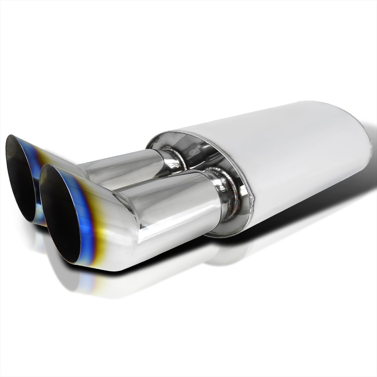 BRAND, CATEGORY, MUFFLERS, SPEC-D TUNING, Spec-D Tuning Dual Slant Burnt Tip 3" Outlet 2.5" Inlet Stainless Exhaust Muffler